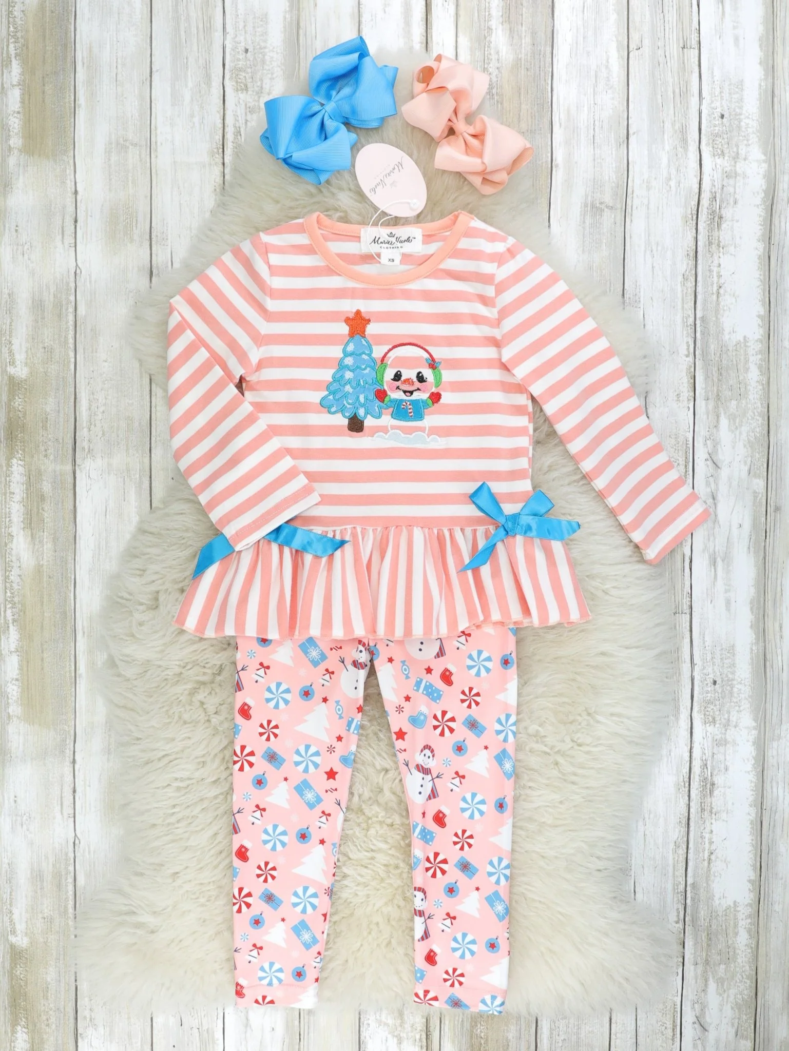 Peach Christmas Ruffle Outfit