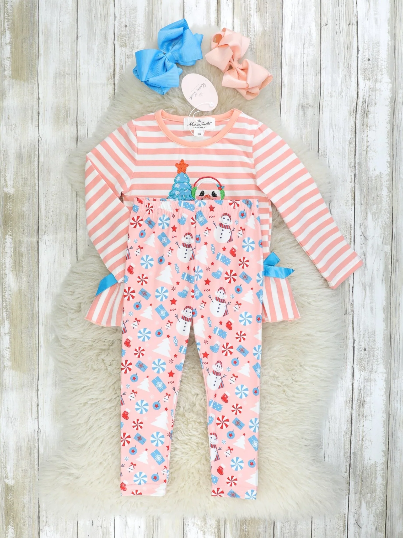 Peach Christmas Ruffle Outfit - Image 2