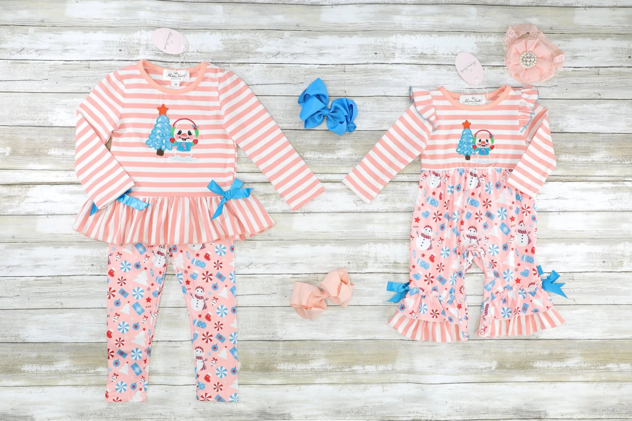 Peach Christmas Ruffle Outfit - Image 3
