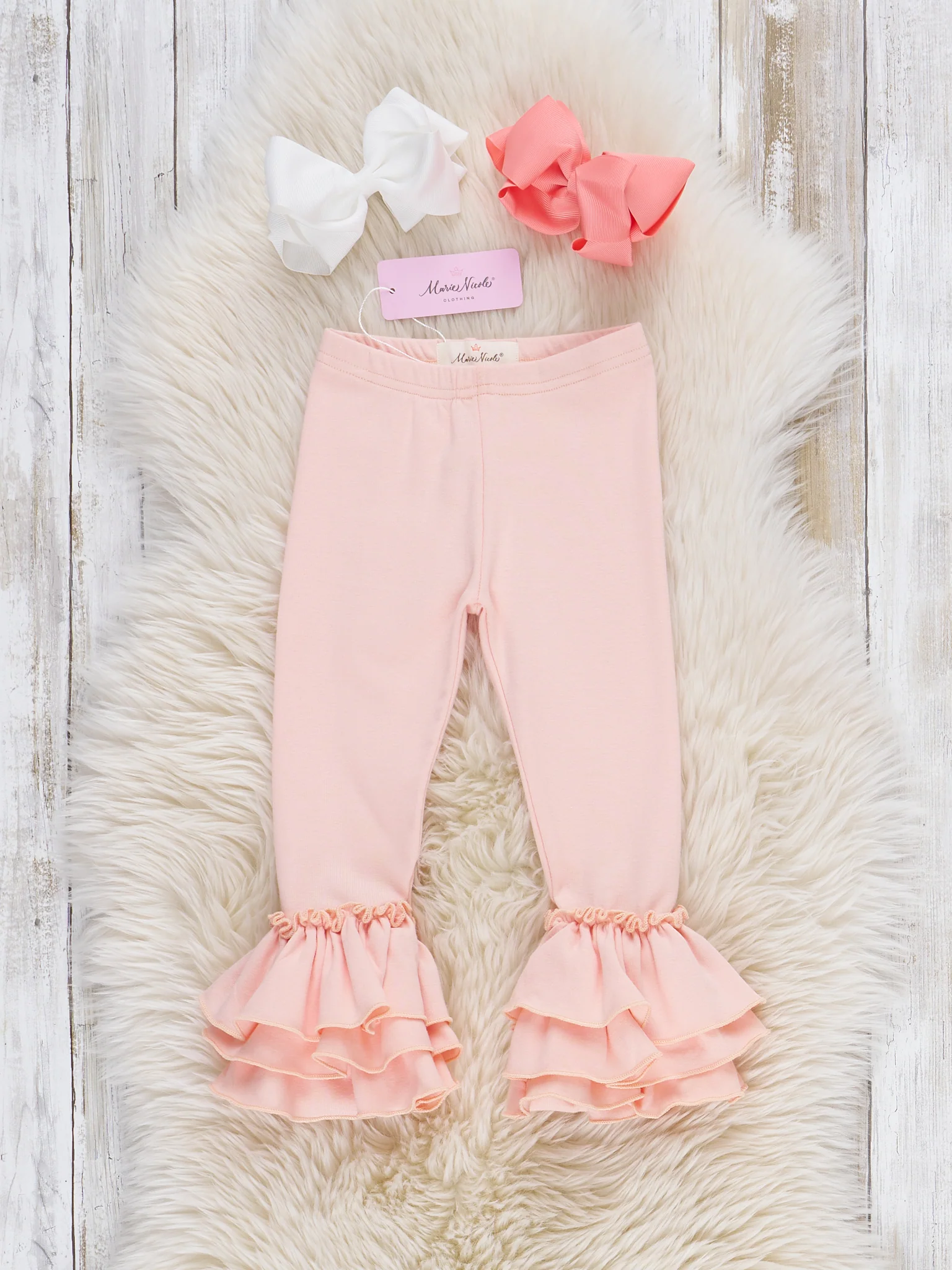 Cotton Bell Ruffle Leggings - Peach