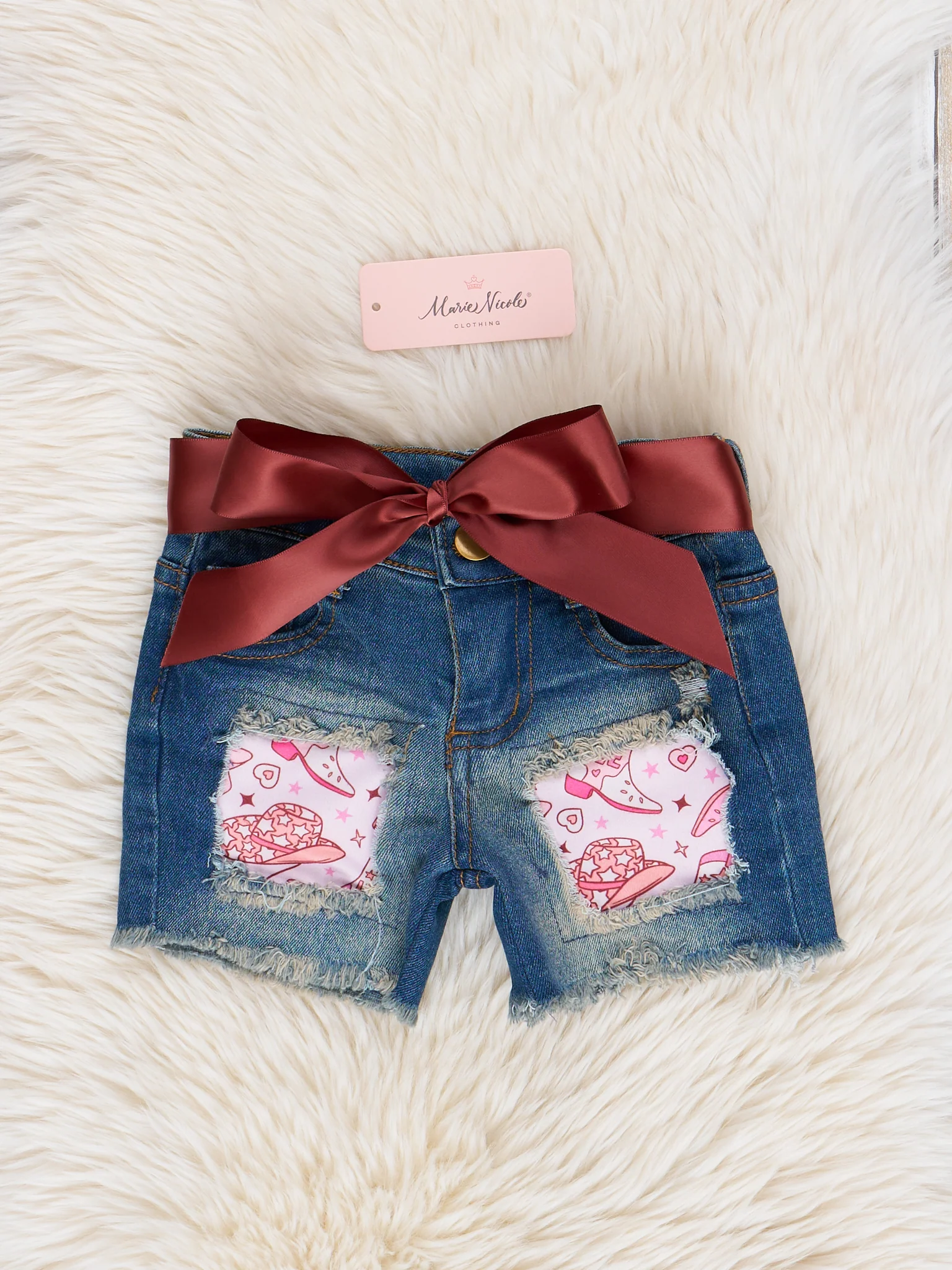 Peach Cowgirl Ruffle Denim Outfit - Image 4
