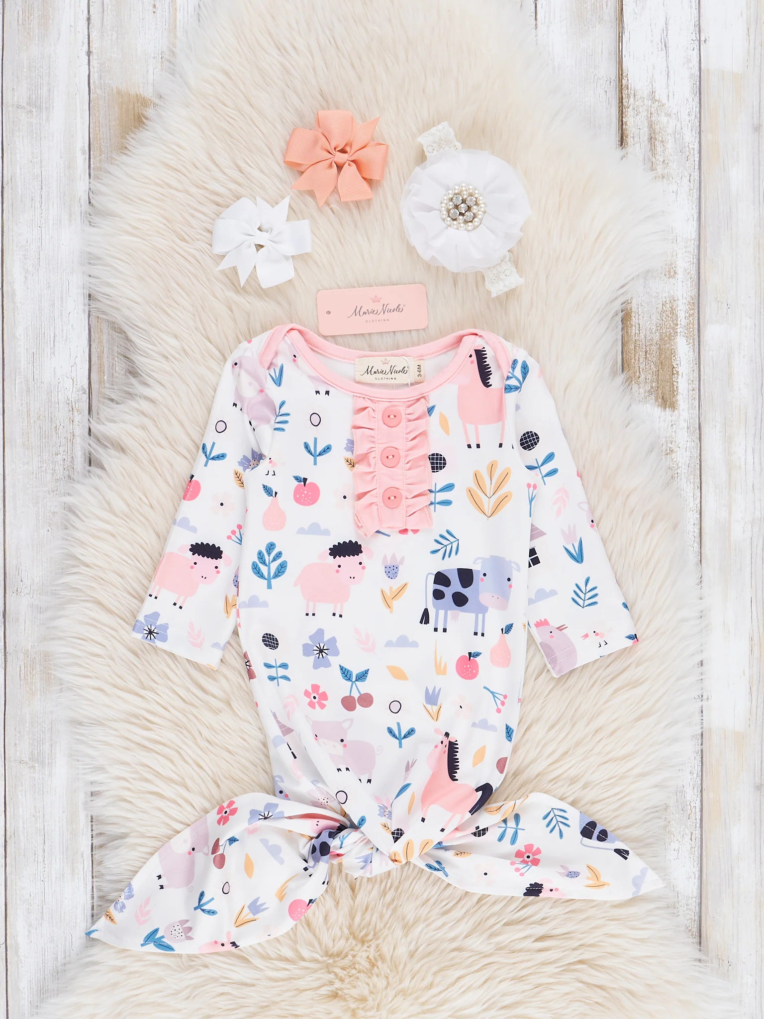 Peach Farm Days Ruffle Knot Gown