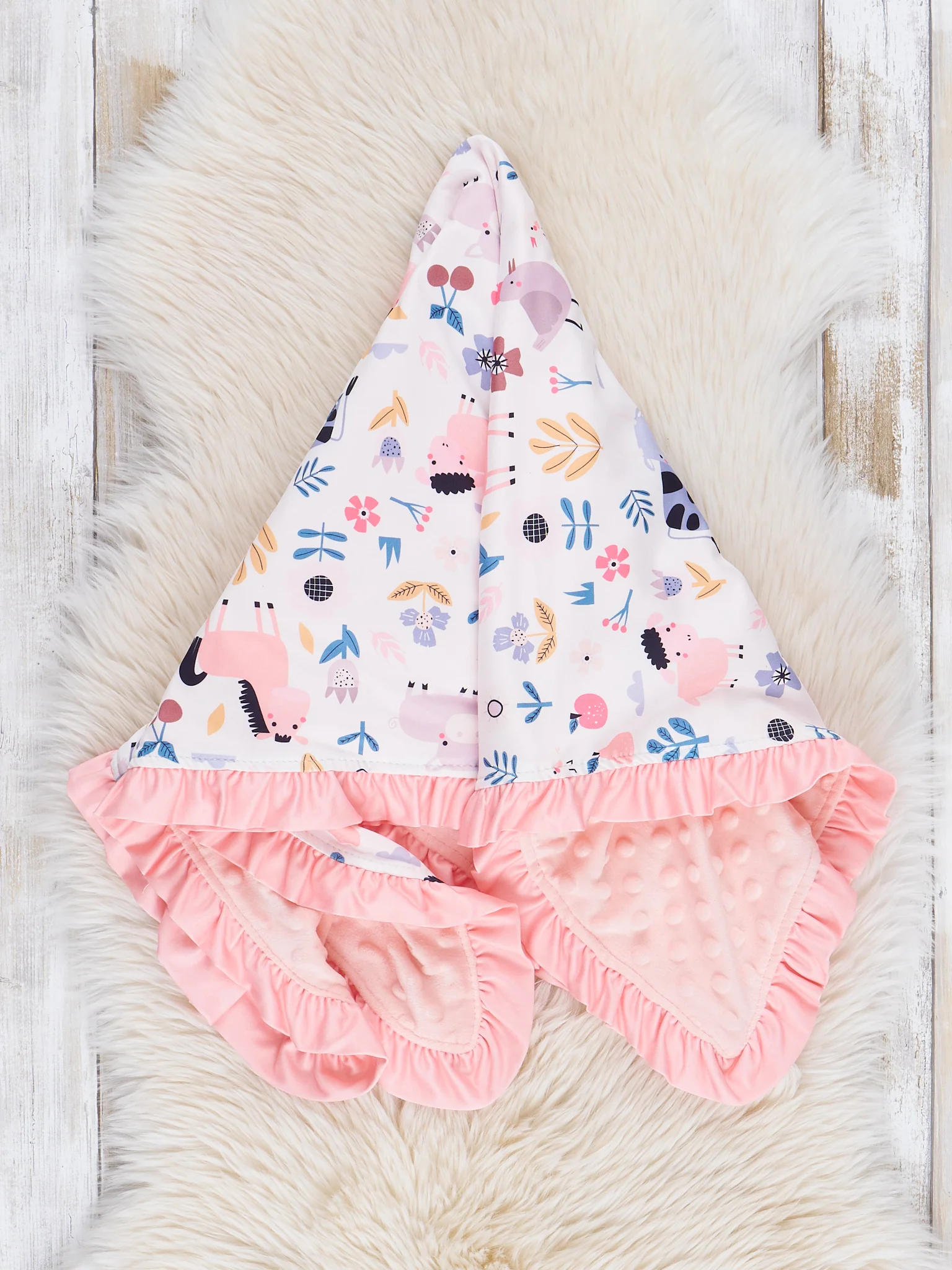 Peach Farm Days Ruffle Minky Blanket