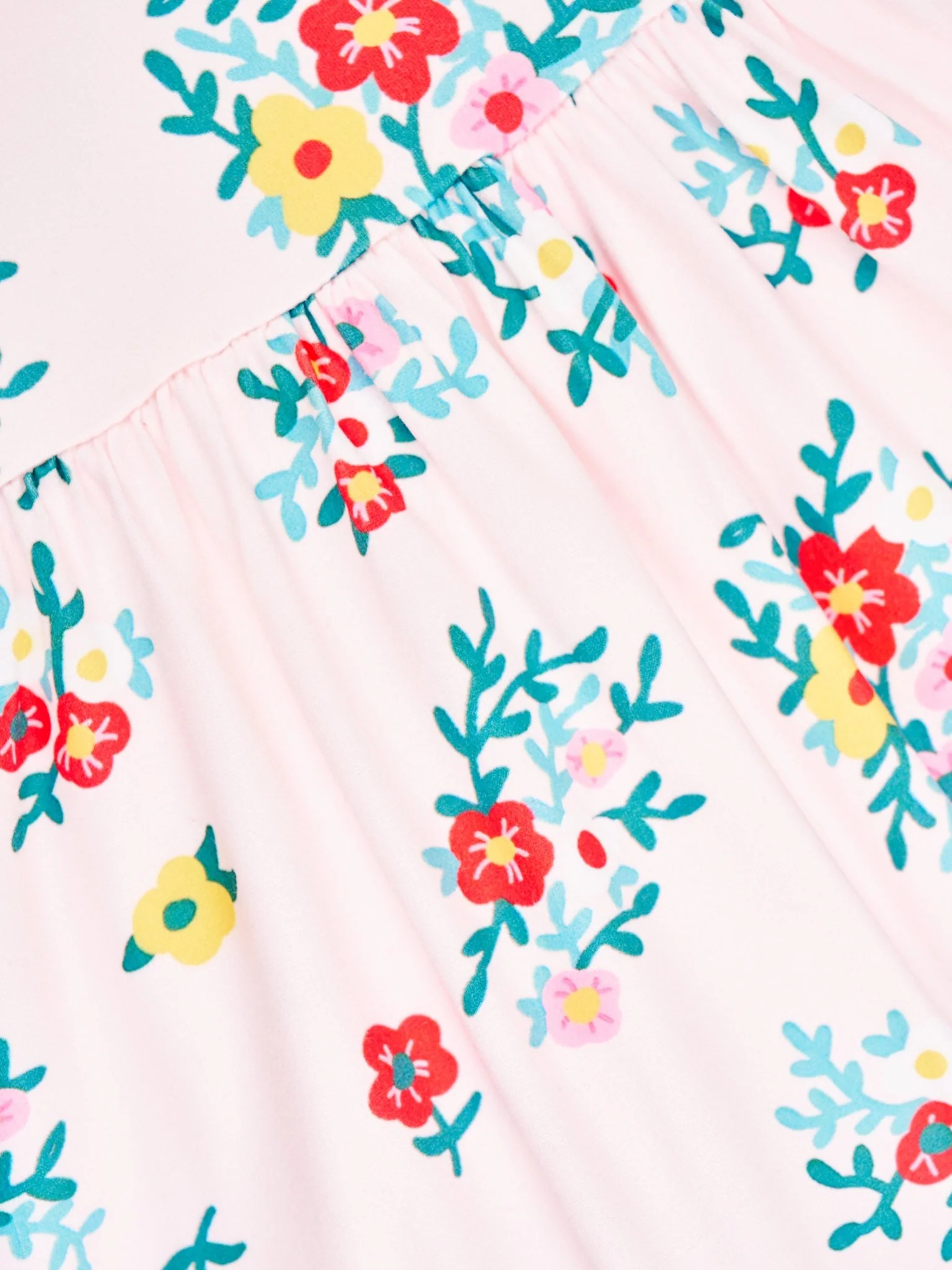 Peach Floral Pom Pom Ruffle Dress - Image 2
