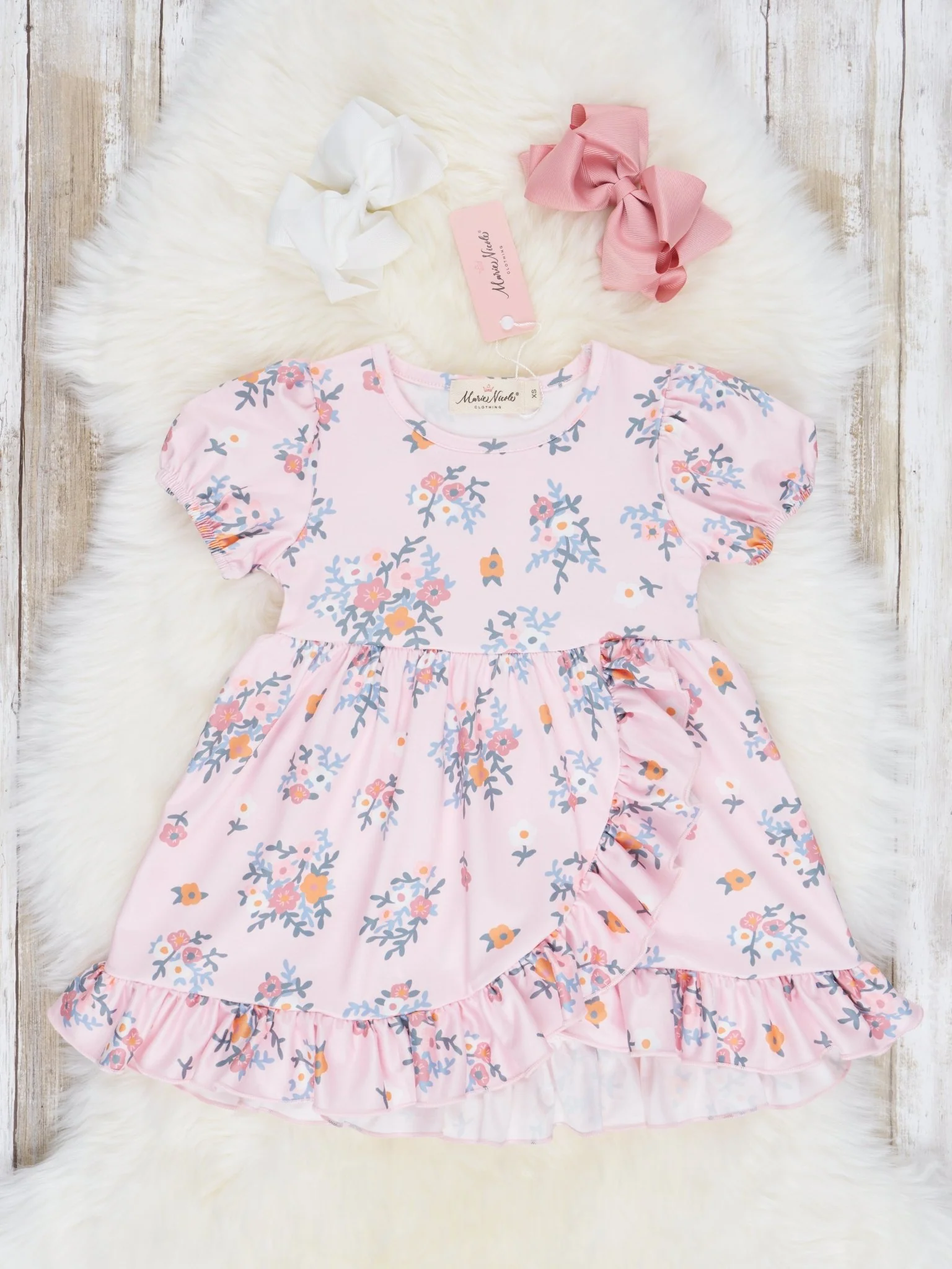 Peach Floral Ruffle Dress