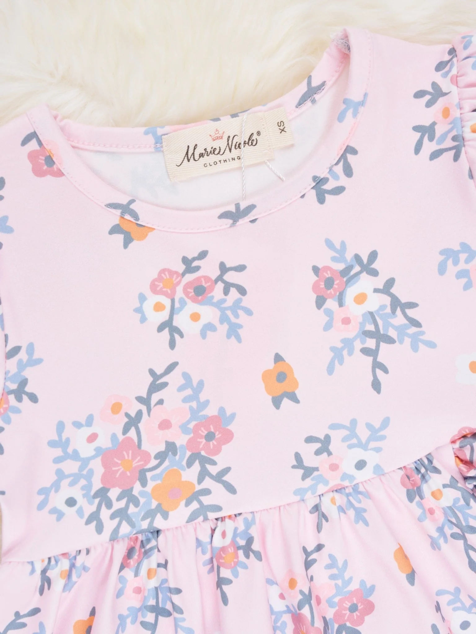 Peach Floral Ruffle Dress - Image 2