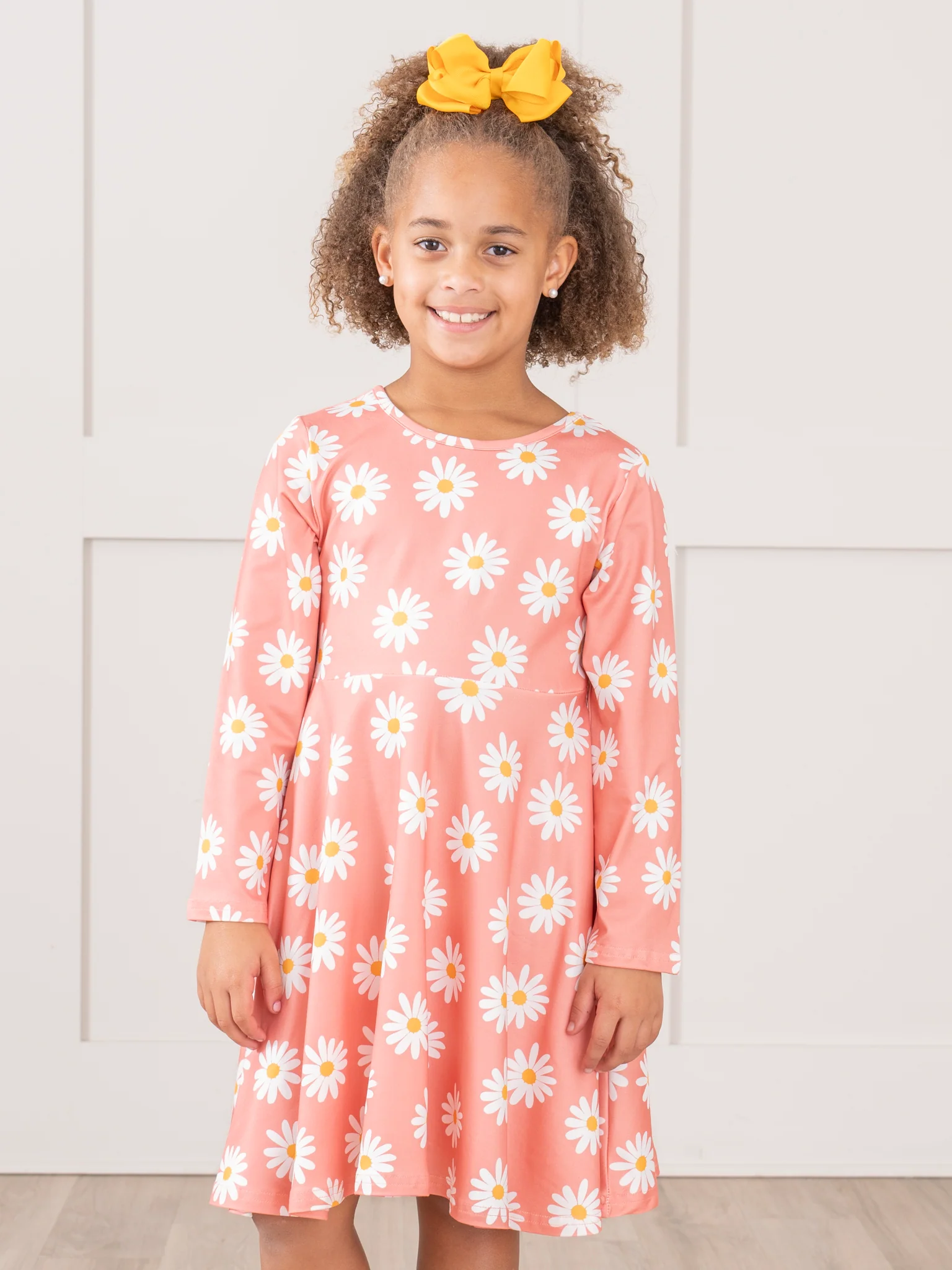Peach Daisy Blooms Swing Dress