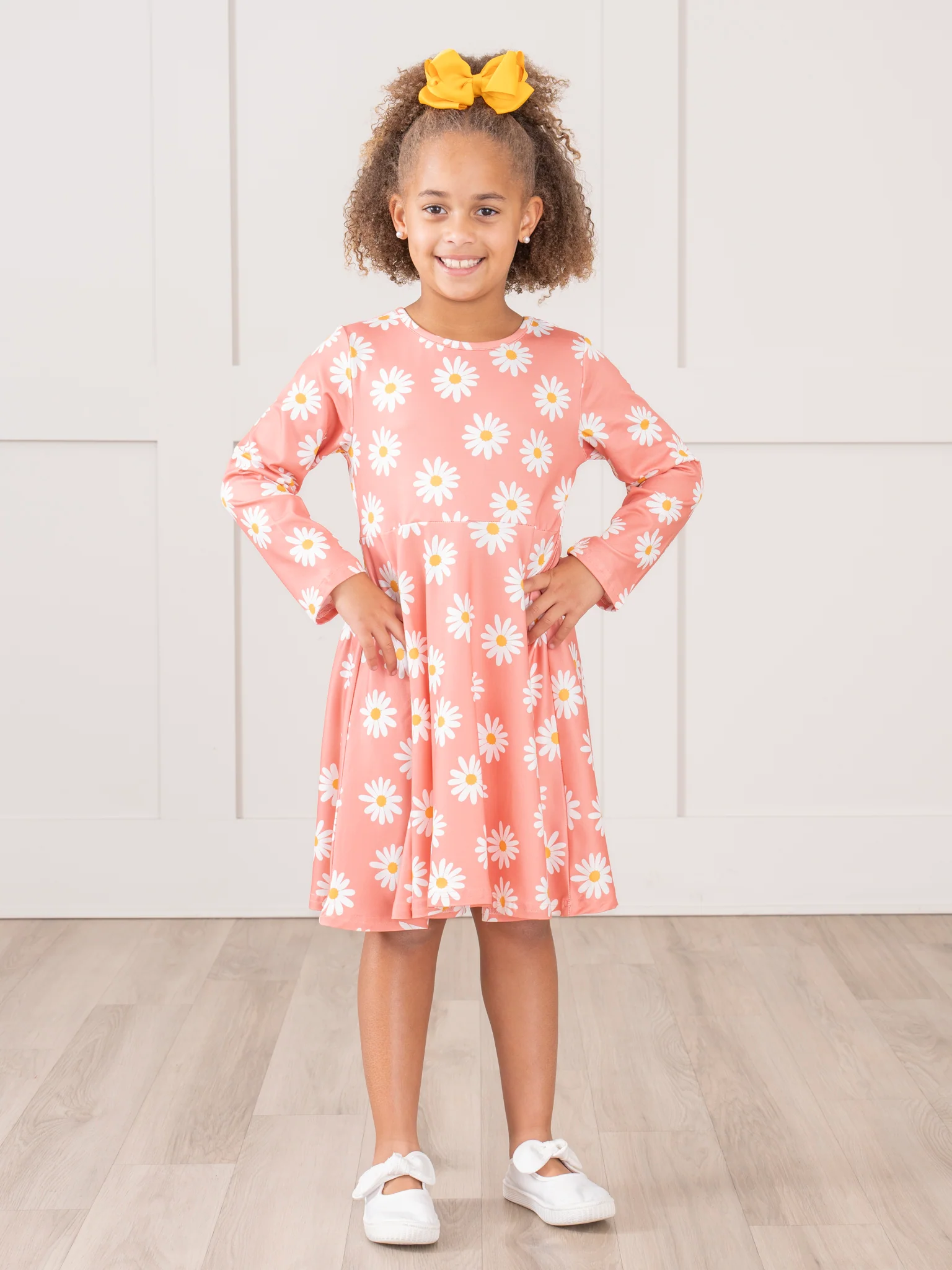 Peach Daisy Blooms Swing Dress - Image 3