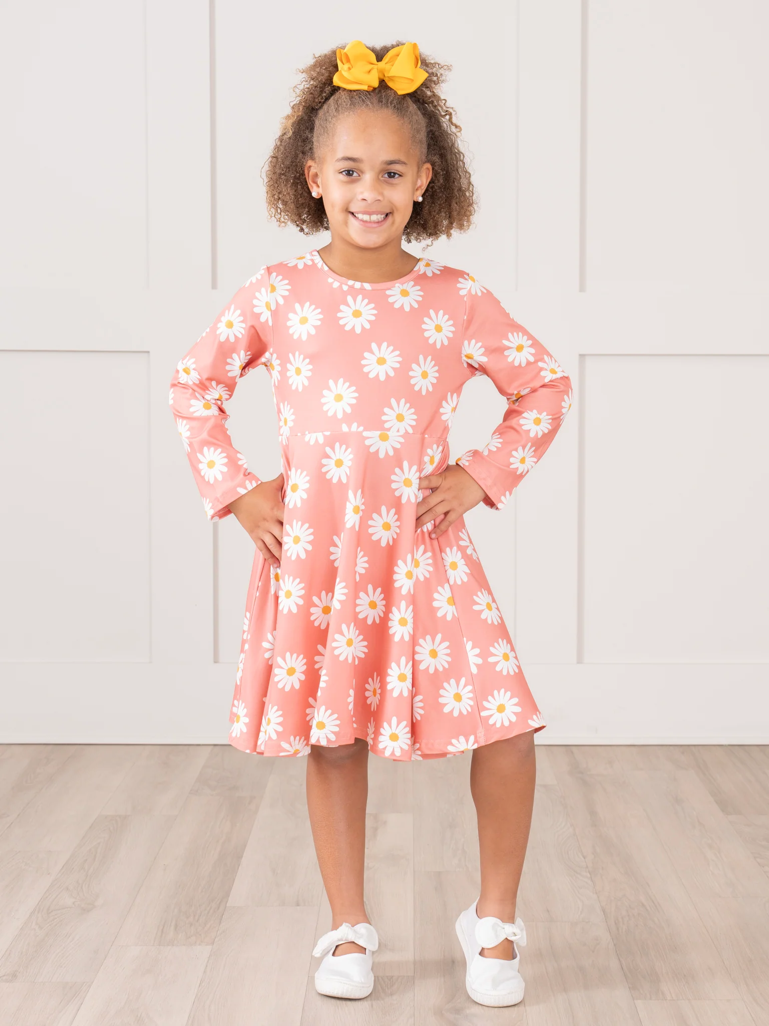 Peach Daisy Blooms Swing Dress - Image 4