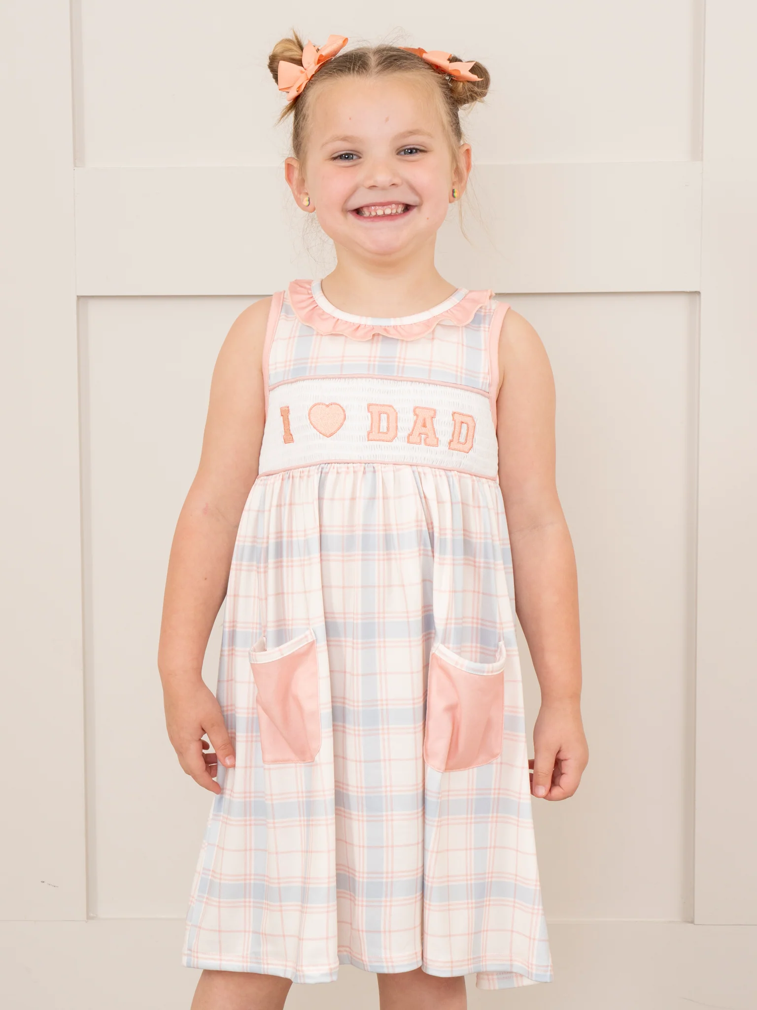 Peach Smocked Dad Love Pocket Dress - Image 2