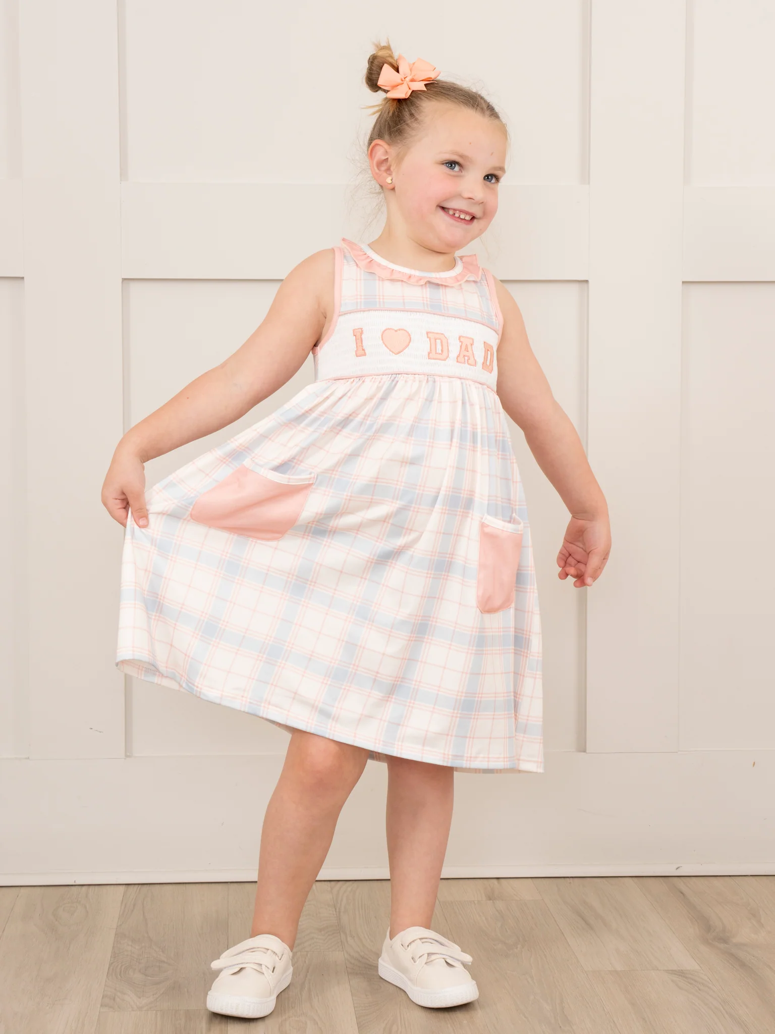 Peach Smocked Dad Love Pocket Dress - Image 4