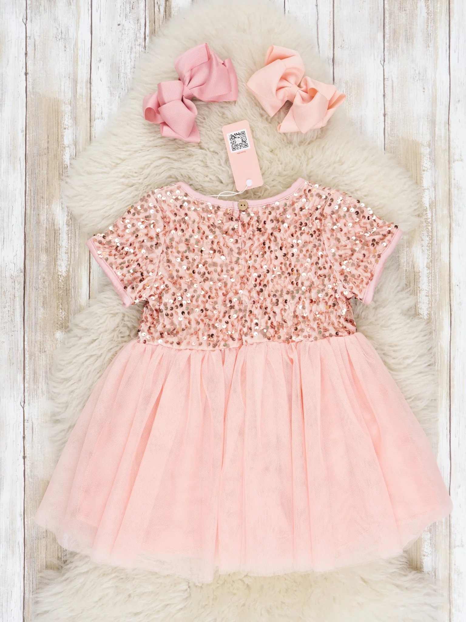 Peach Sparkly Tulle Swing Dress - Image 2