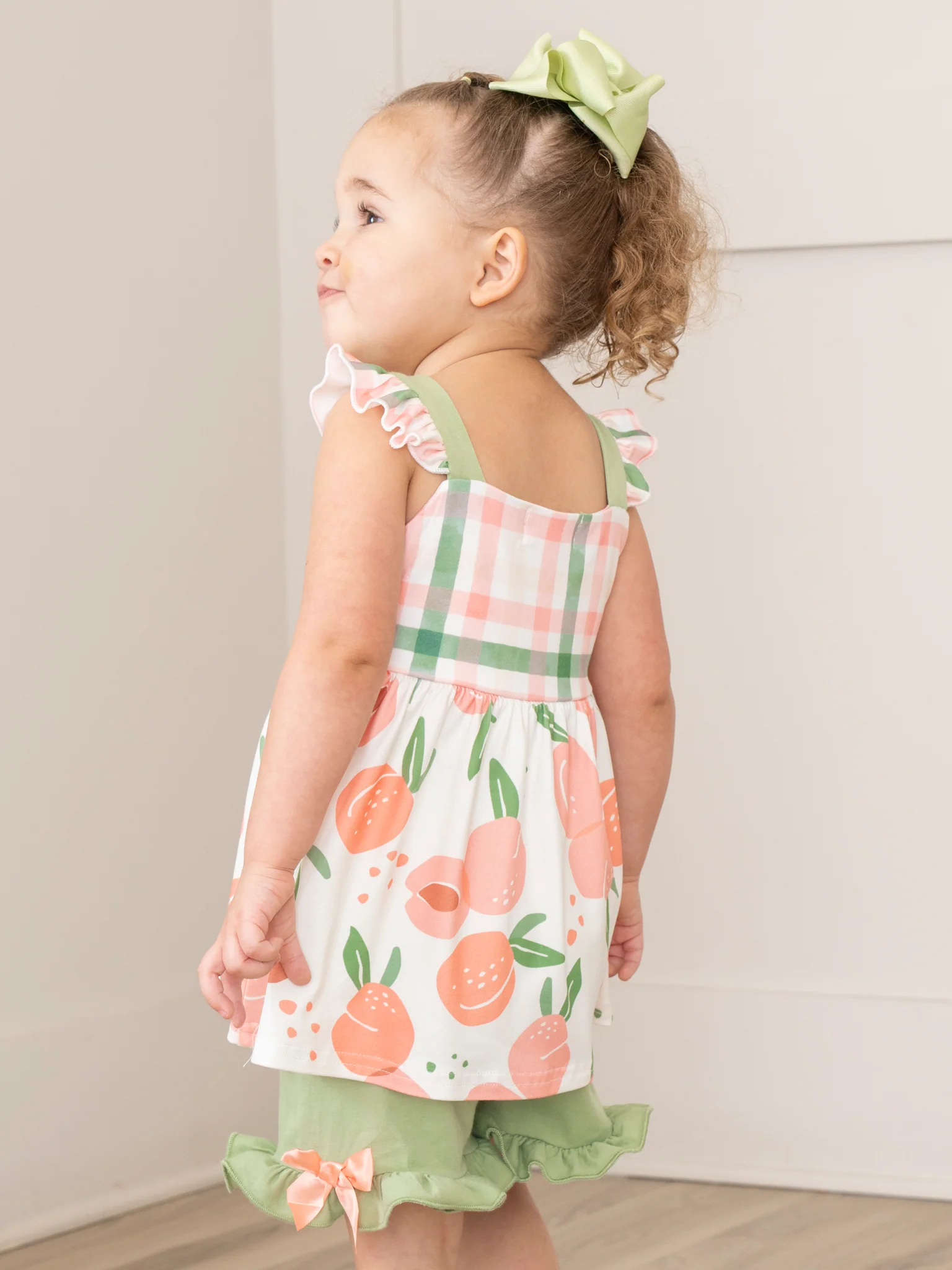 Peaches & Green Gingham Ruffle Outfit - Image 4