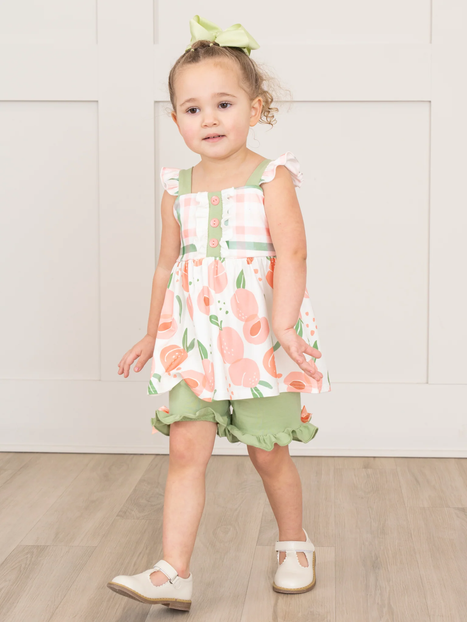 Peaches & Green Gingham Ruffle Outfit - Image 5