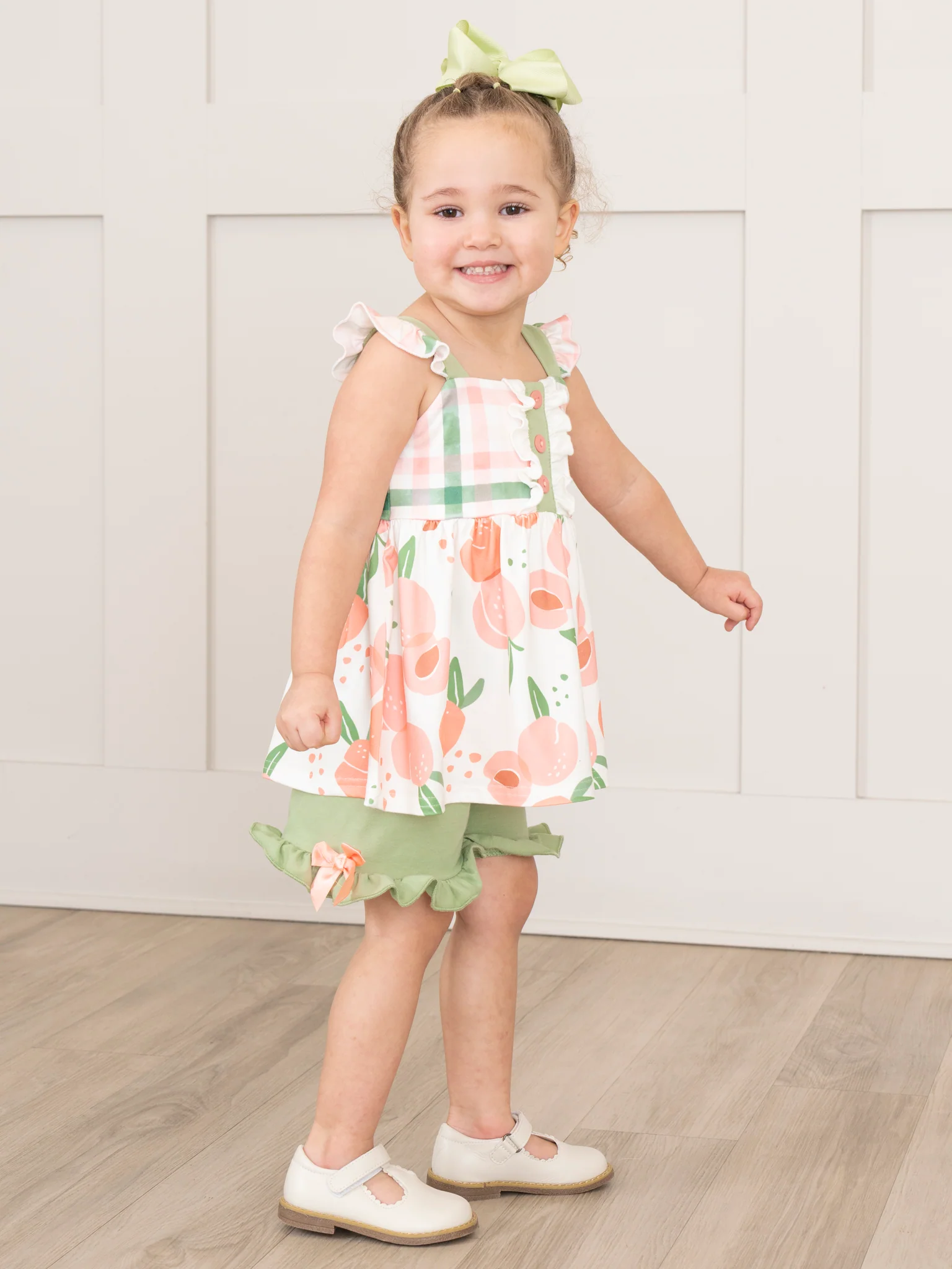 Peaches & Green Gingham Ruffle Outfit - Image 6