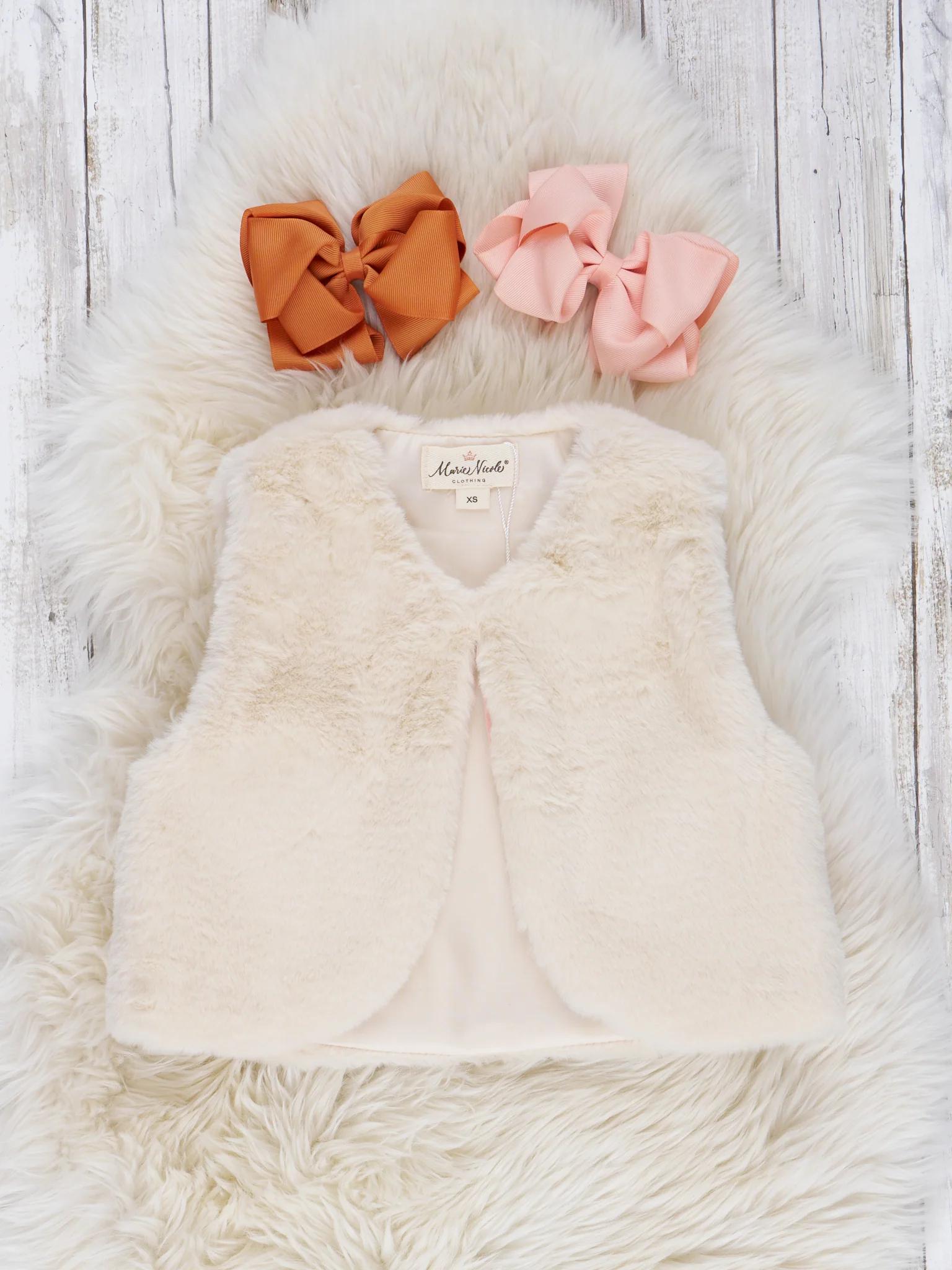 Peachy Blooms Fur Vest Outfit - Image 3