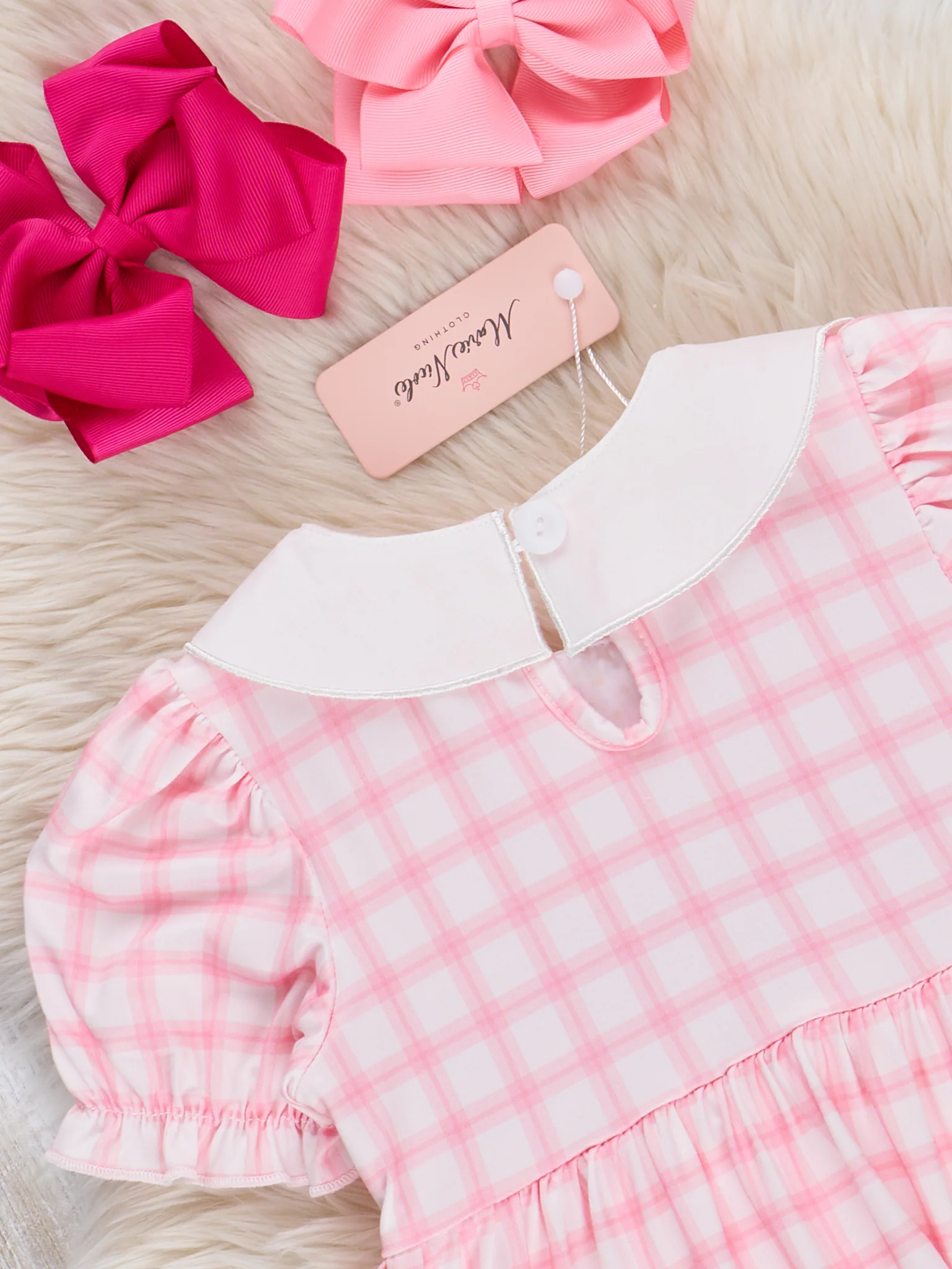 Pink Smocked Crosses Ruffle Dress - Image 2