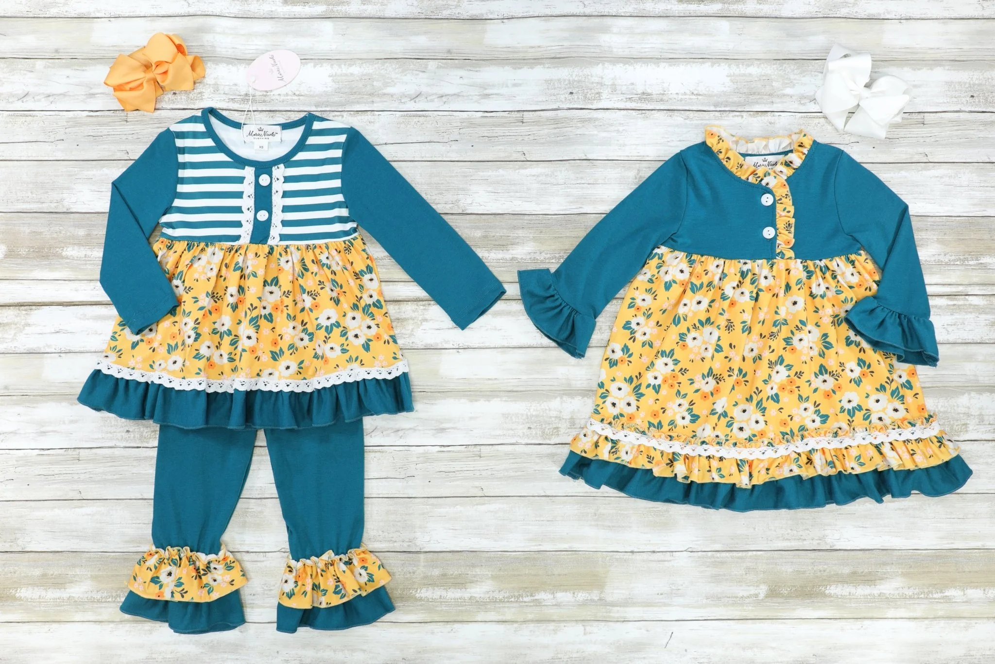Peacock Blue Floral Ruffle Dress - Image 3