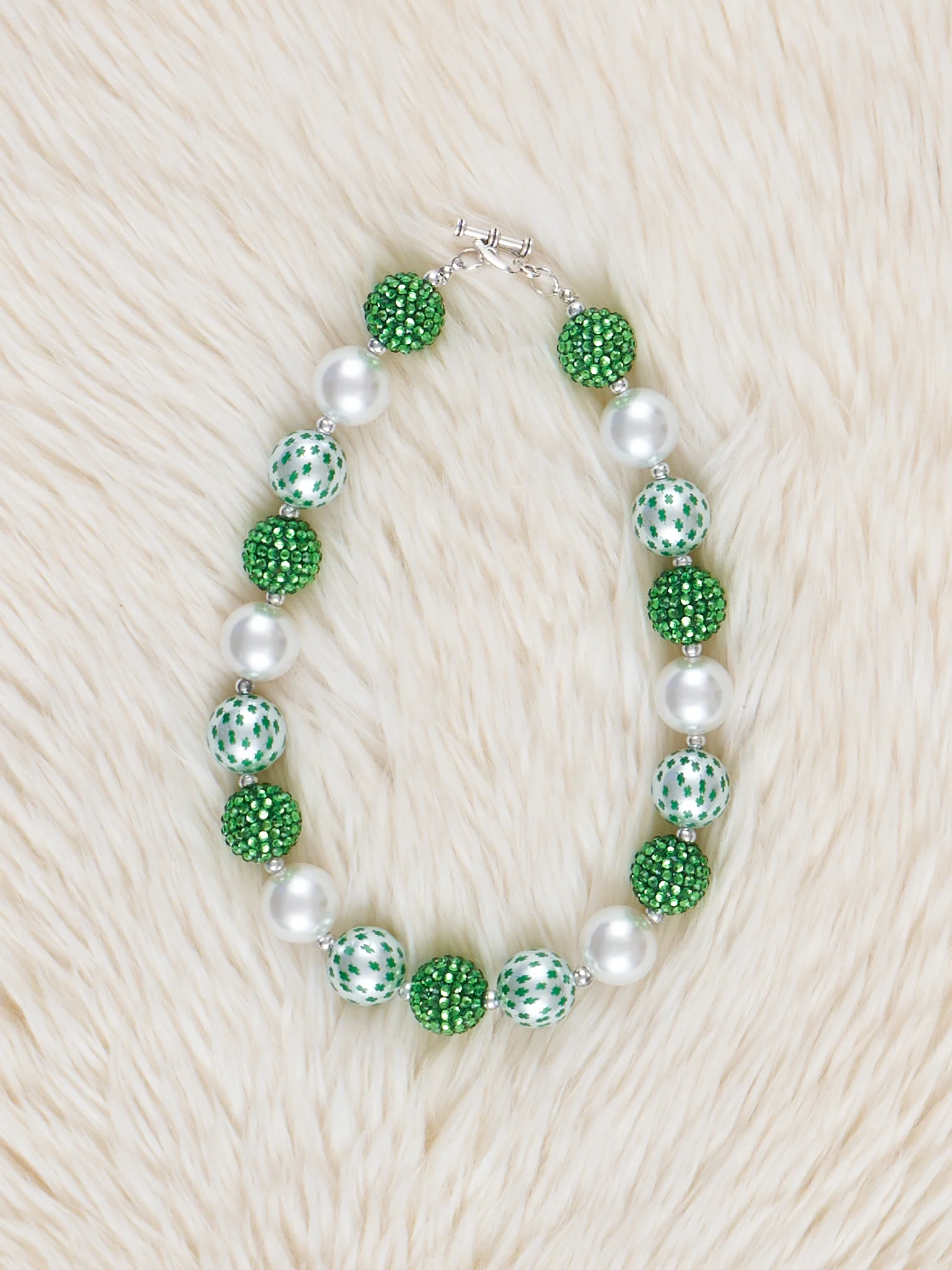 Pearl & Green Bubblegum Necklace - Image 2