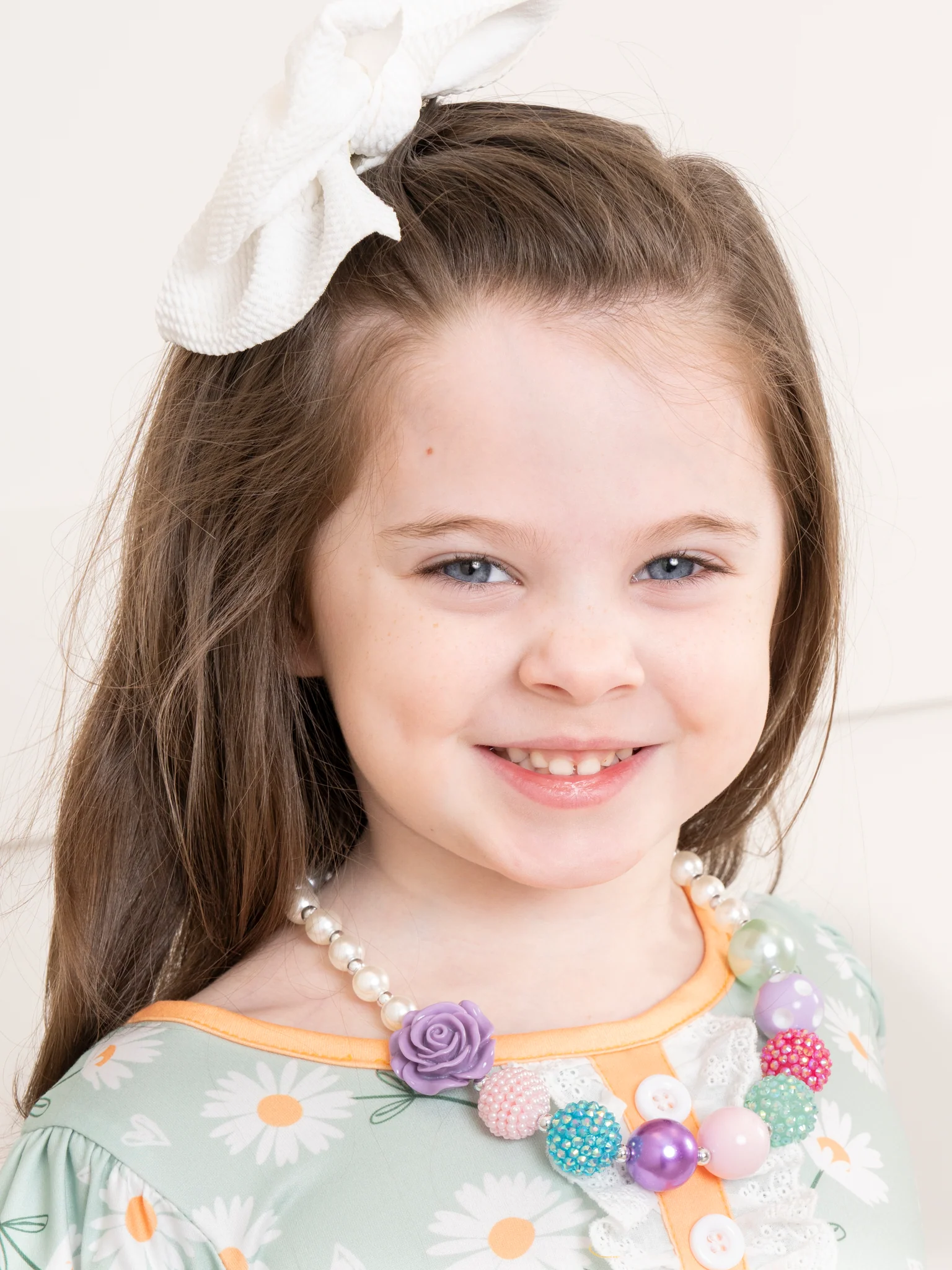 Pearl & Purple Rose Charm Bubblegum Necklace - Image 2