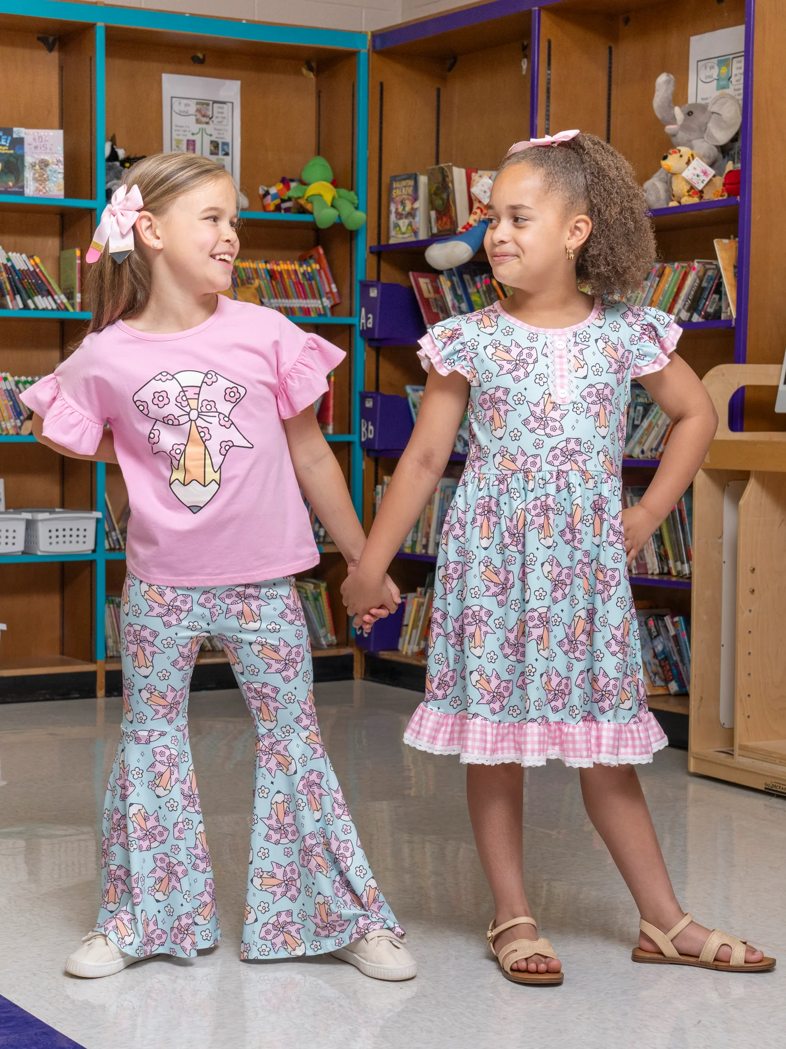 Pencil Bows Gingham Ruffle Dress - Image 3