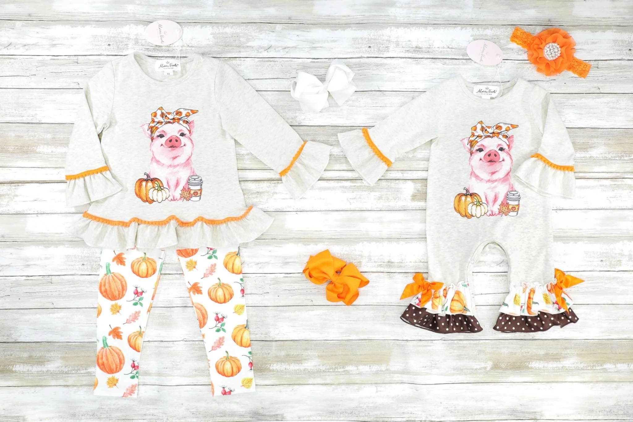 Piggy Pumpkin Patch Ruffle Romper - Image 2