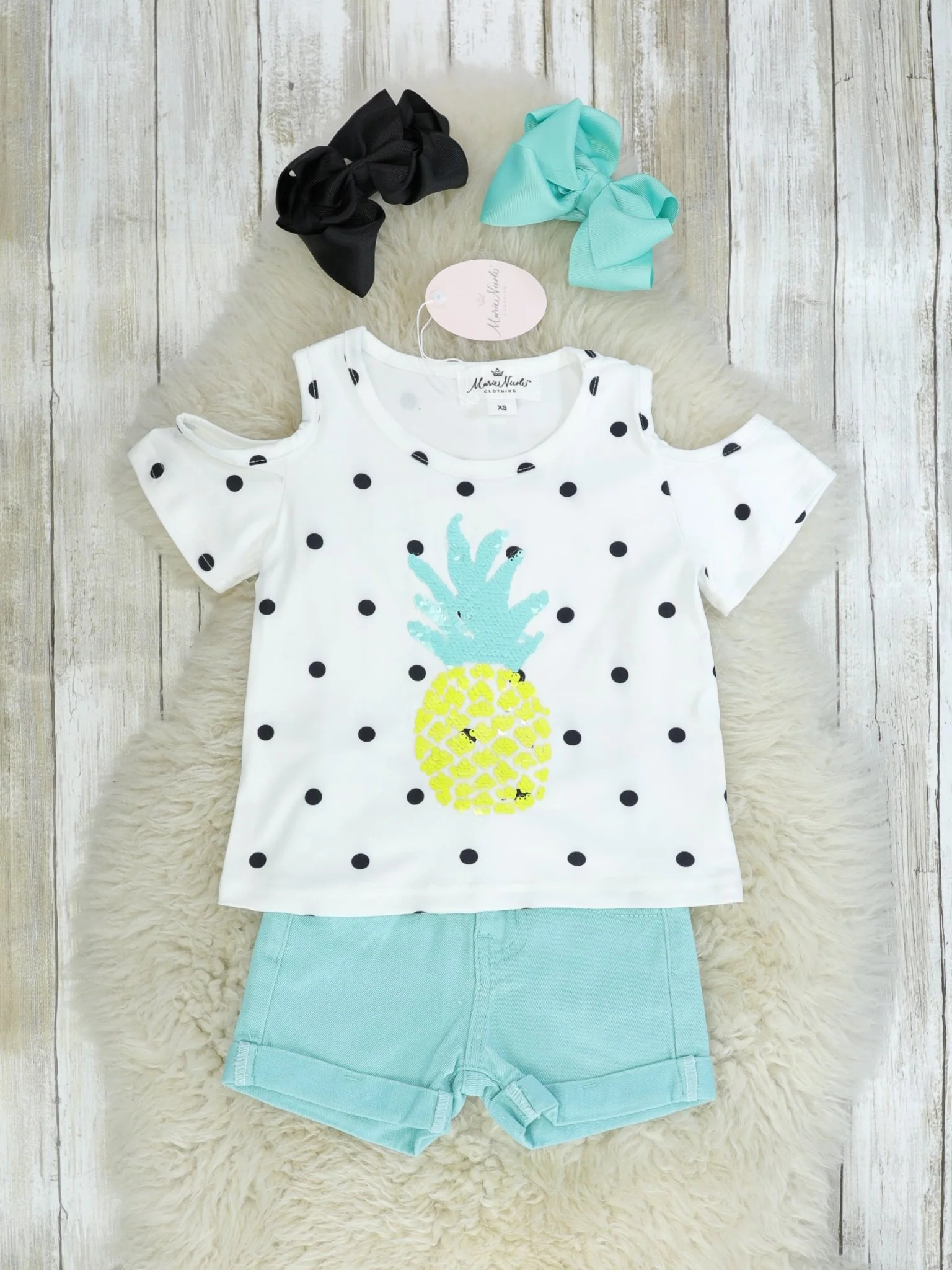 Pineapple Polka Dot Top & Shorts Outfit