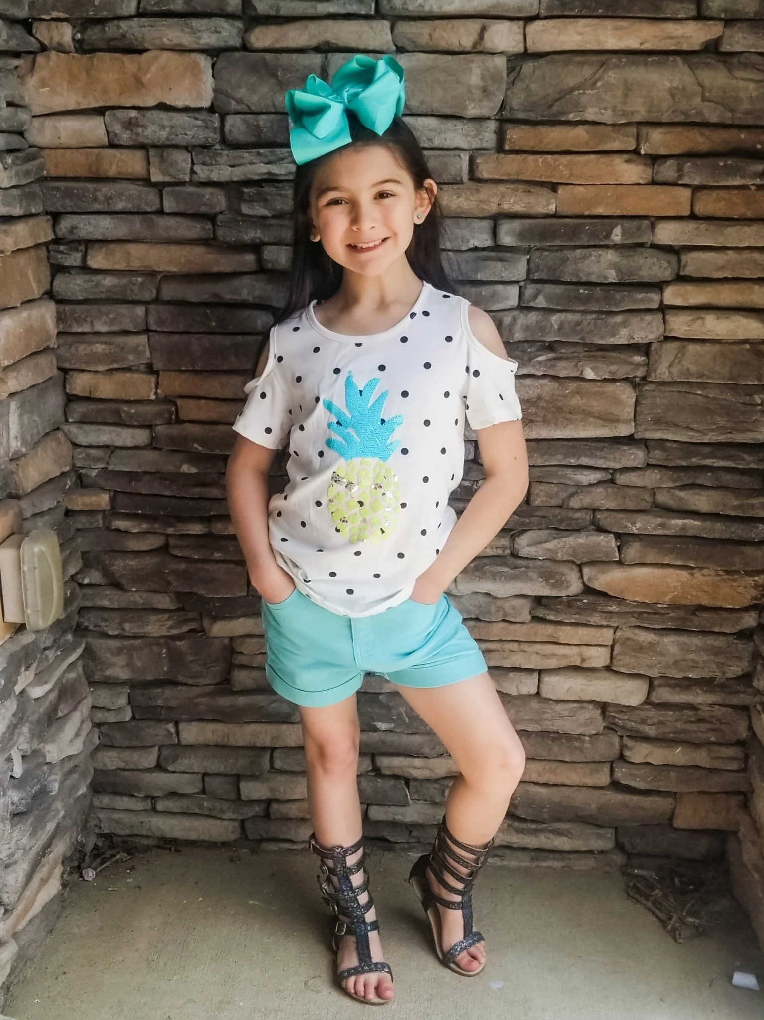 Pineapple Polka Dot Top & Shorts Outfit - Image 3