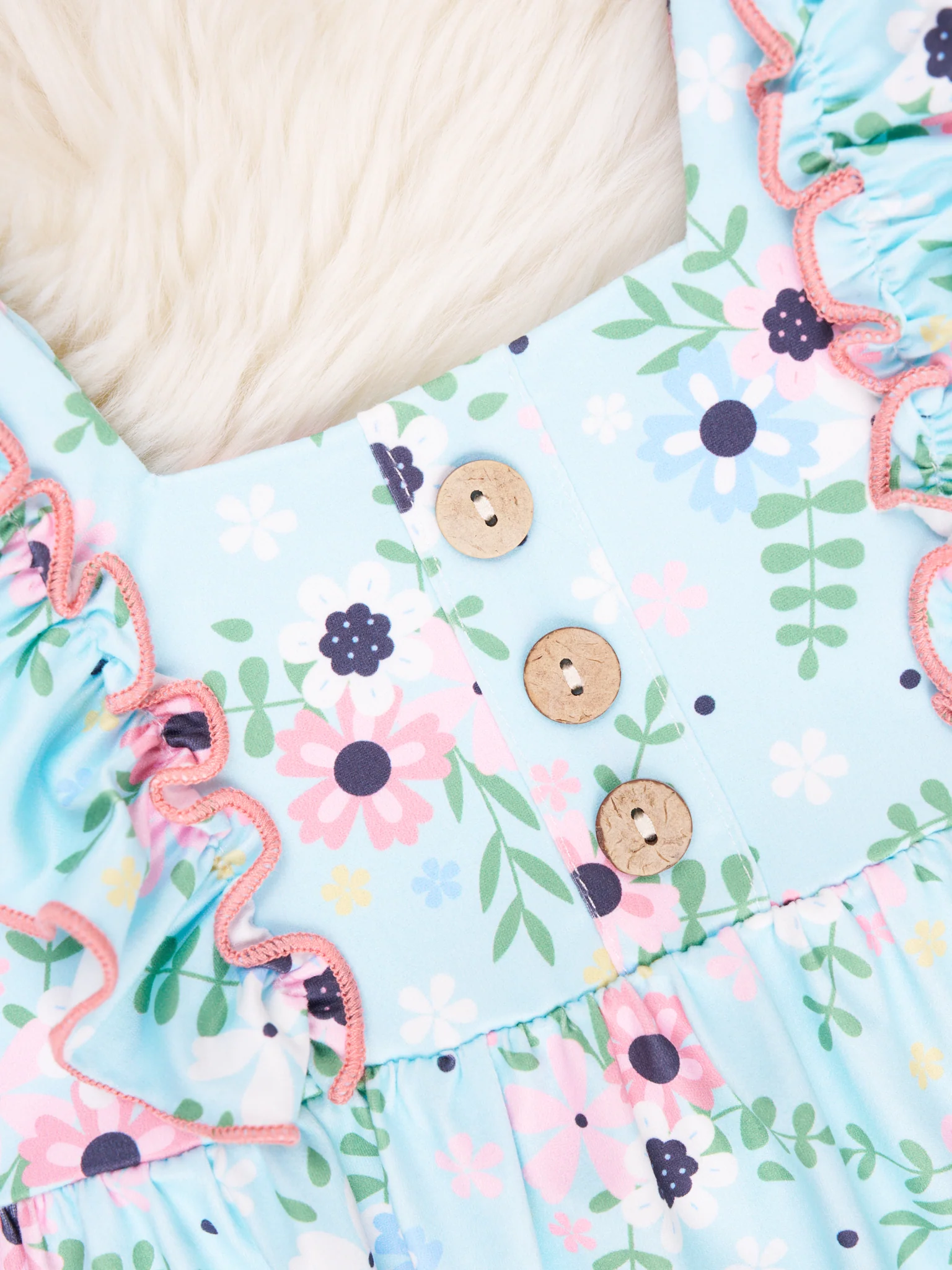 Pink & Blue Floral Ruffle Romper - Image 2