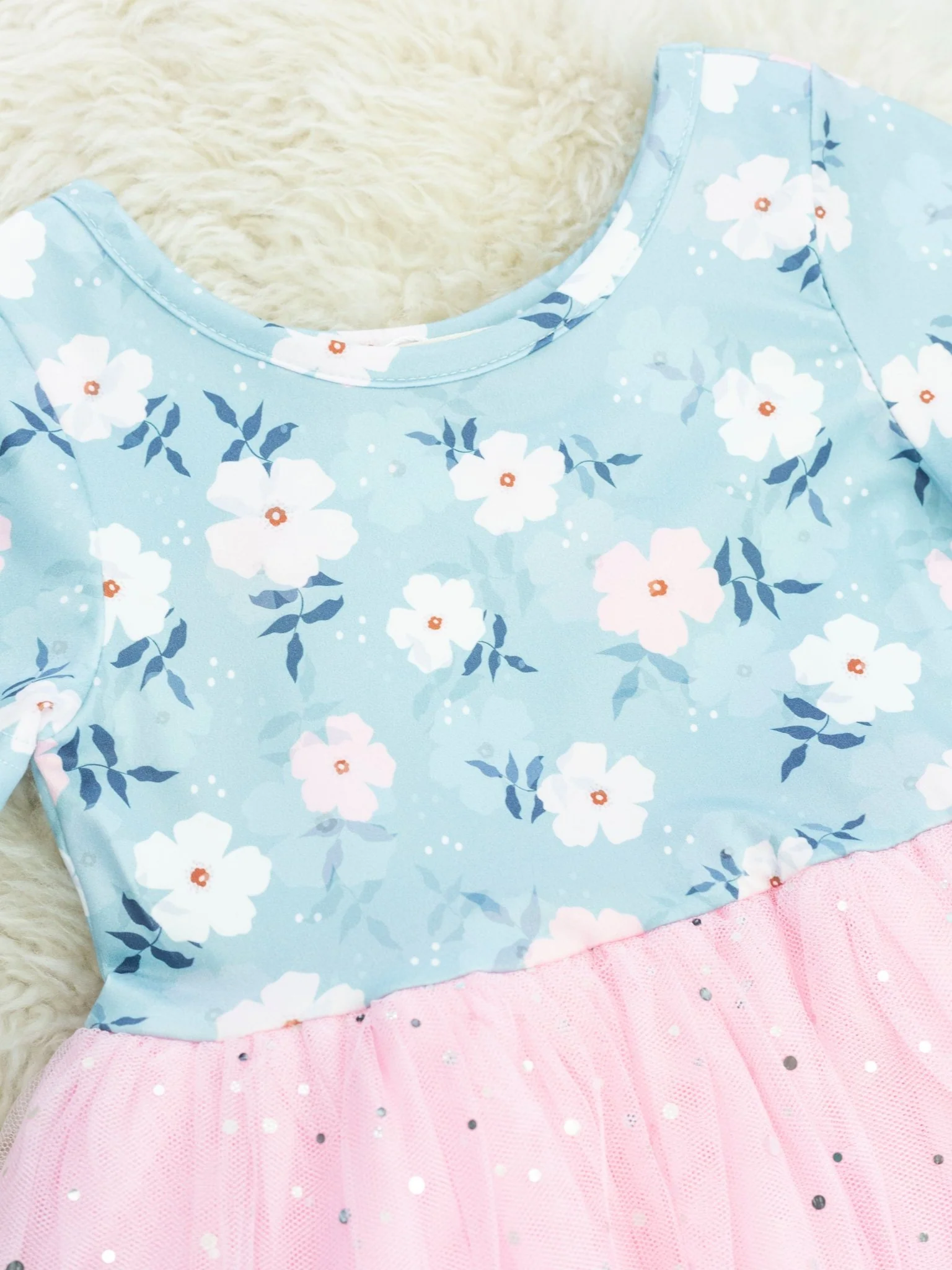 Pink & Blue Floral Tulle Dress - Image 2