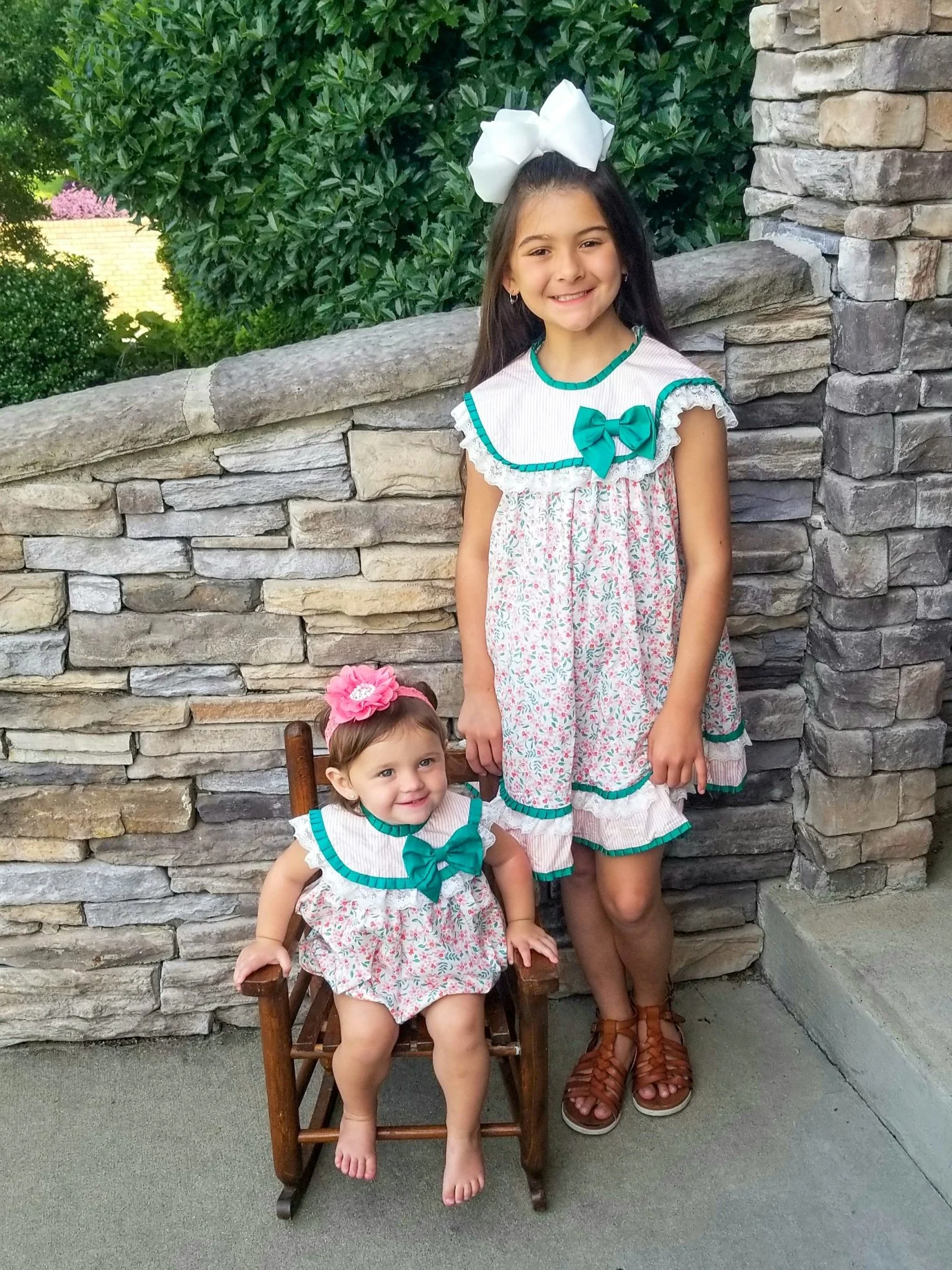 Pink & Green Floral Bow Bubble Dress - Image 6