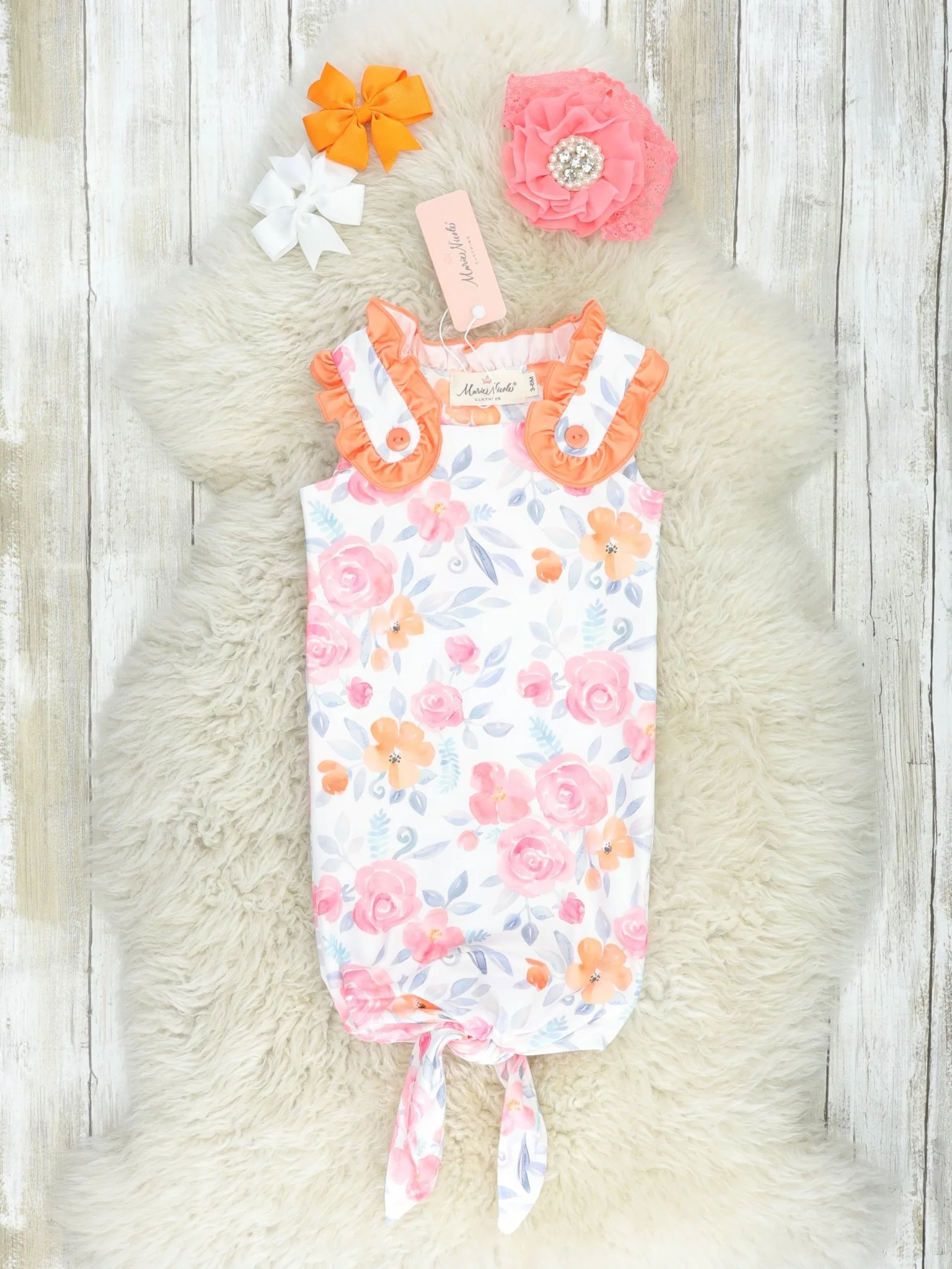 Pink & Orange Rose Knot Gown