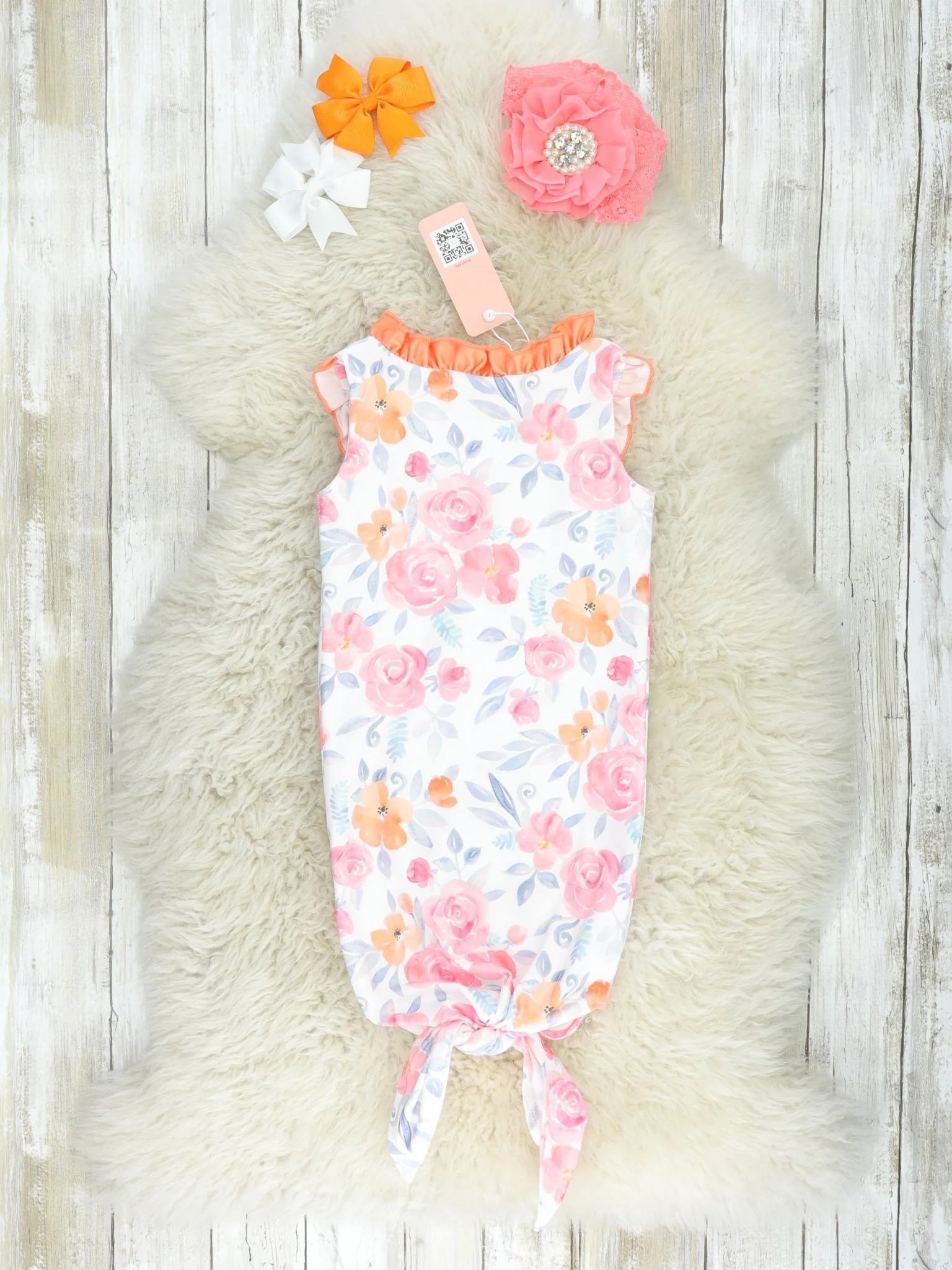 Pink & Orange Rose Knot Gown - Image 2