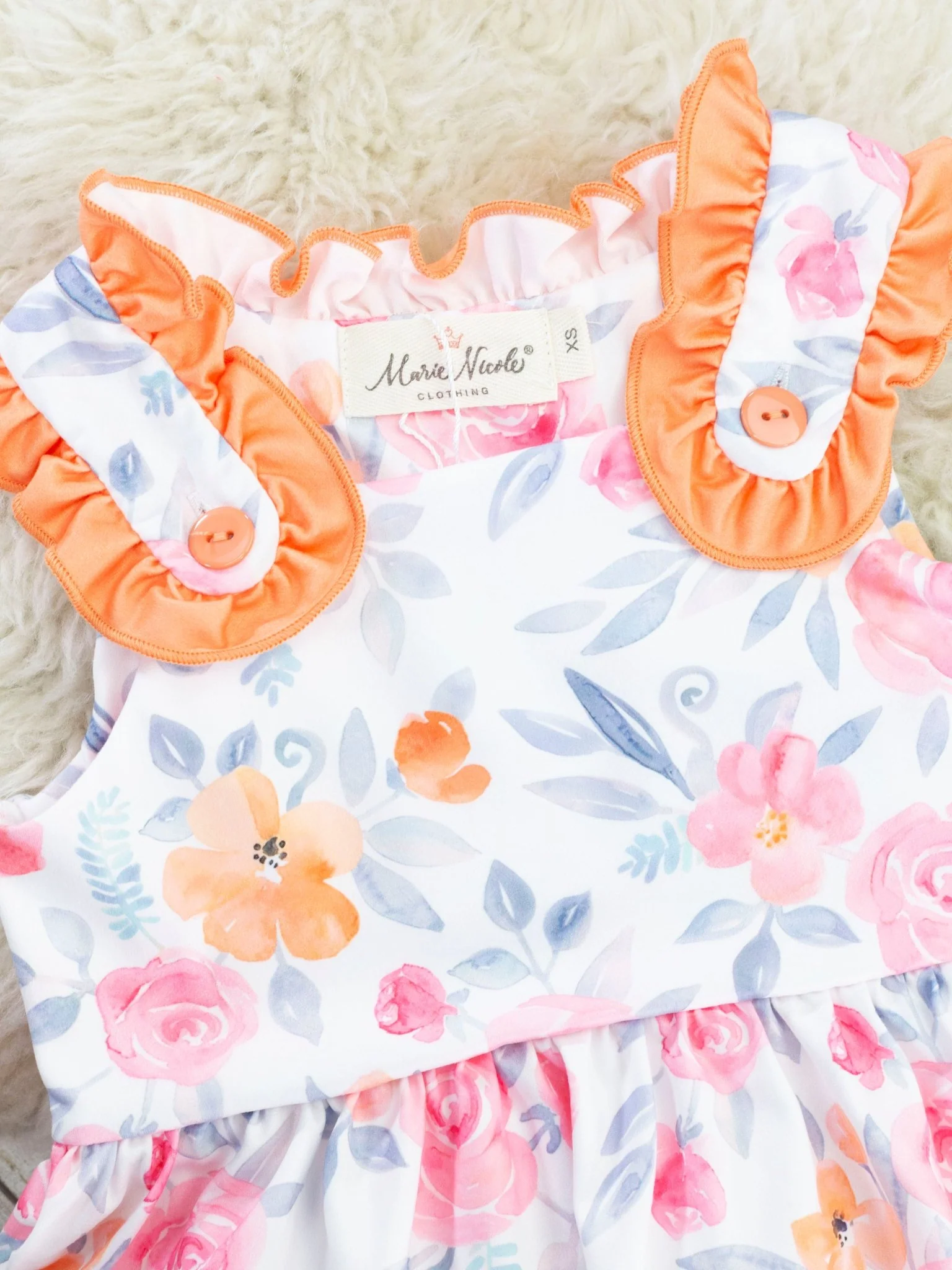 Pink & Orange Rose Ruffle Dress - Image 3