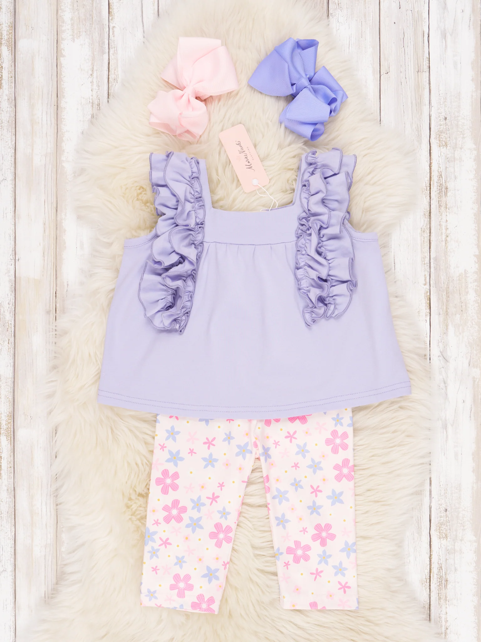 Pink & Periwinkle Floral Ruffle Outfit