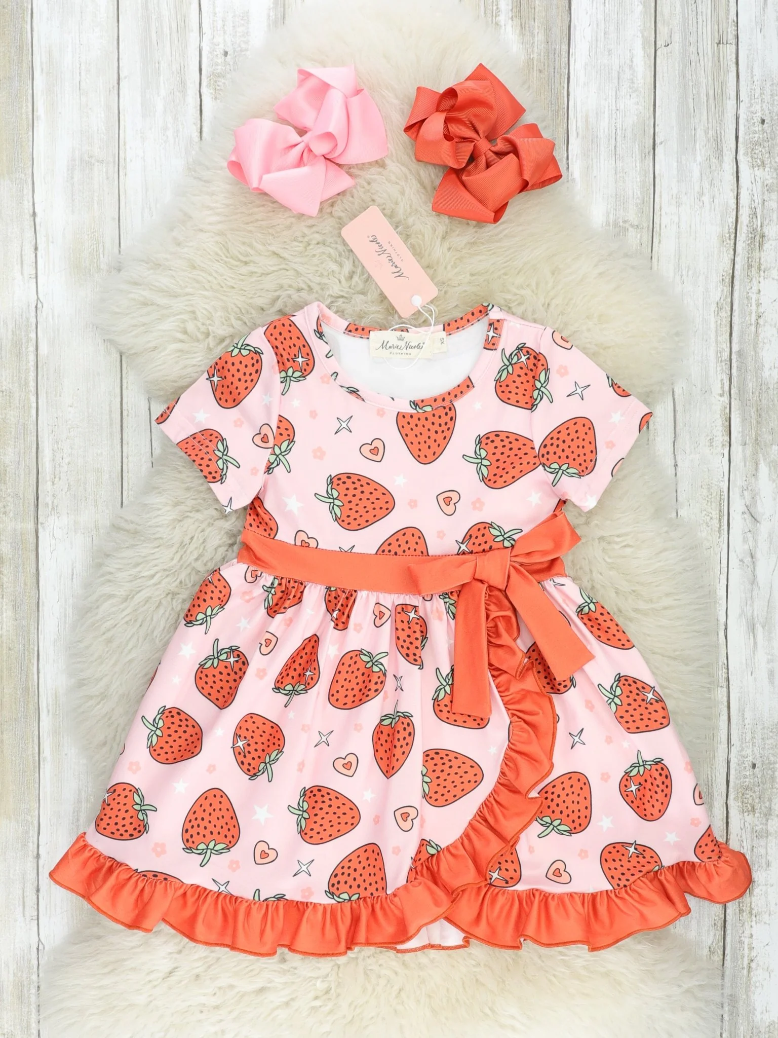Pink & Red Strawberry Ruffle Dress