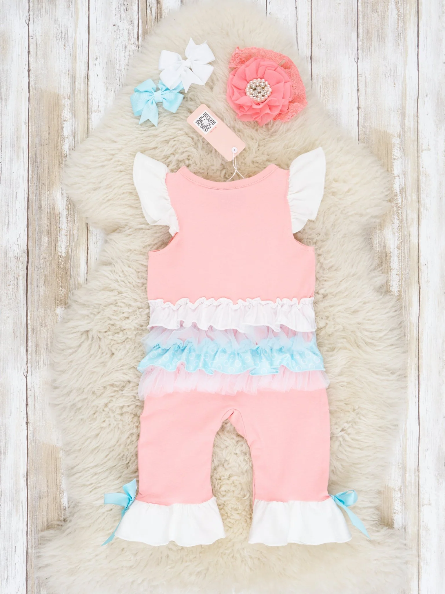 Pink Bird Ruffle Romper - Image 2