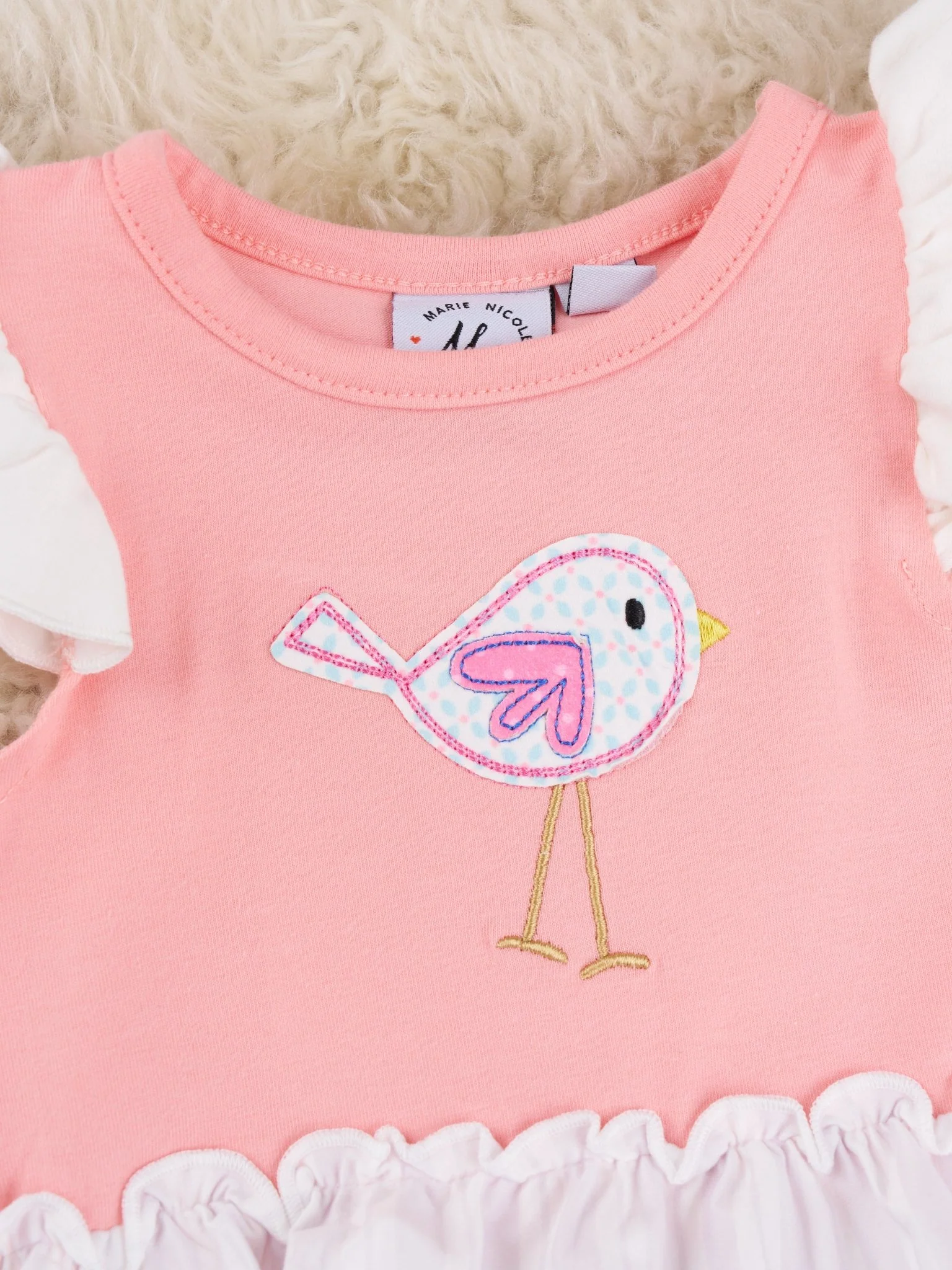 Pink Bird Ruffle Romper - Image 3