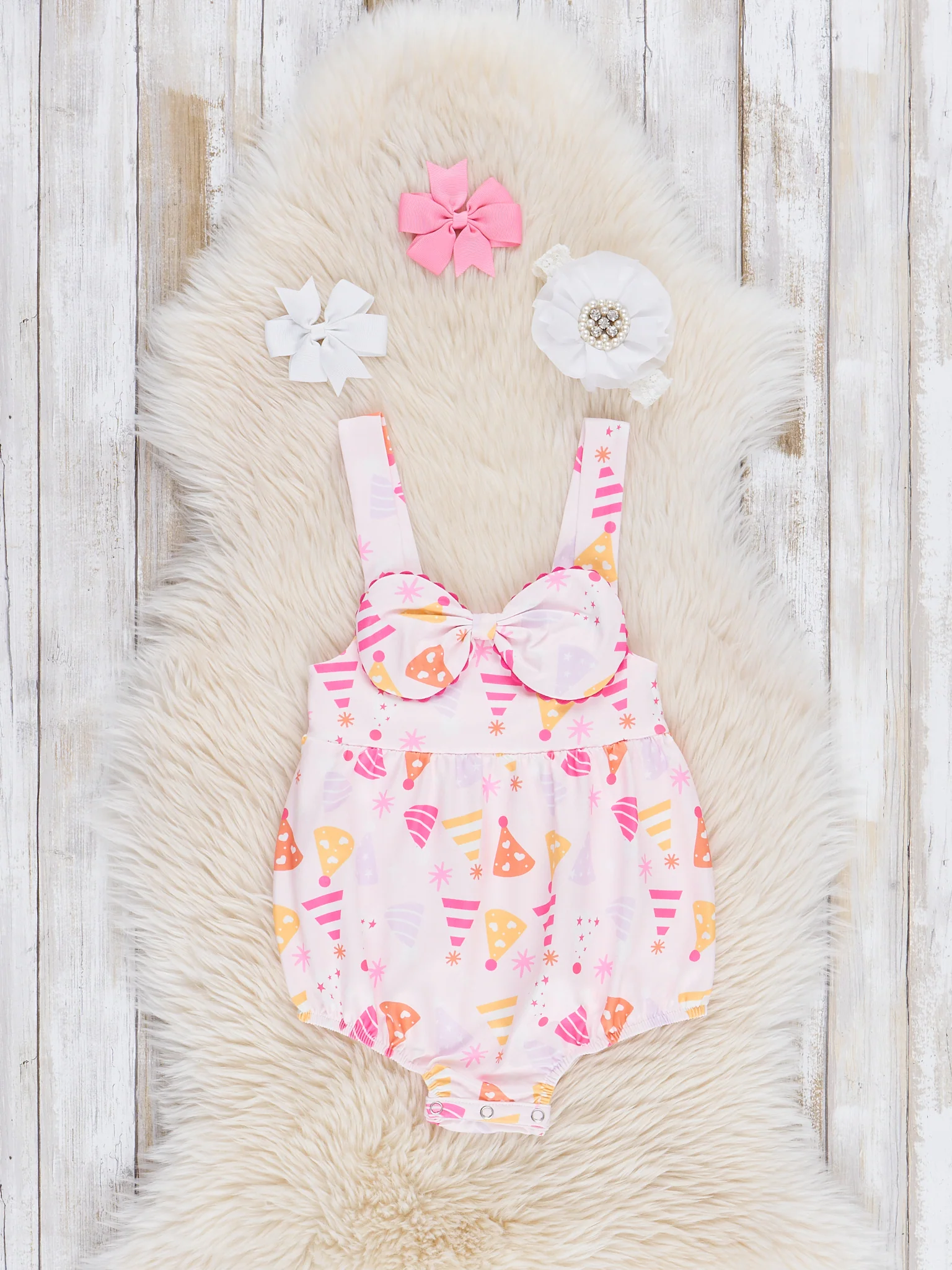 Pink Birthday Party Bubble Overalls Set - Image 2