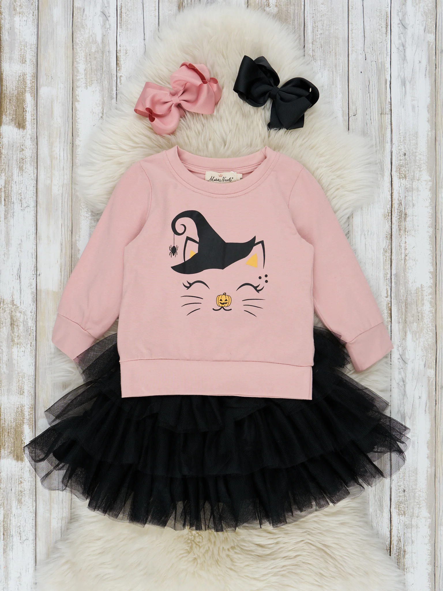 Pink & Black Cat Tulle Outfit