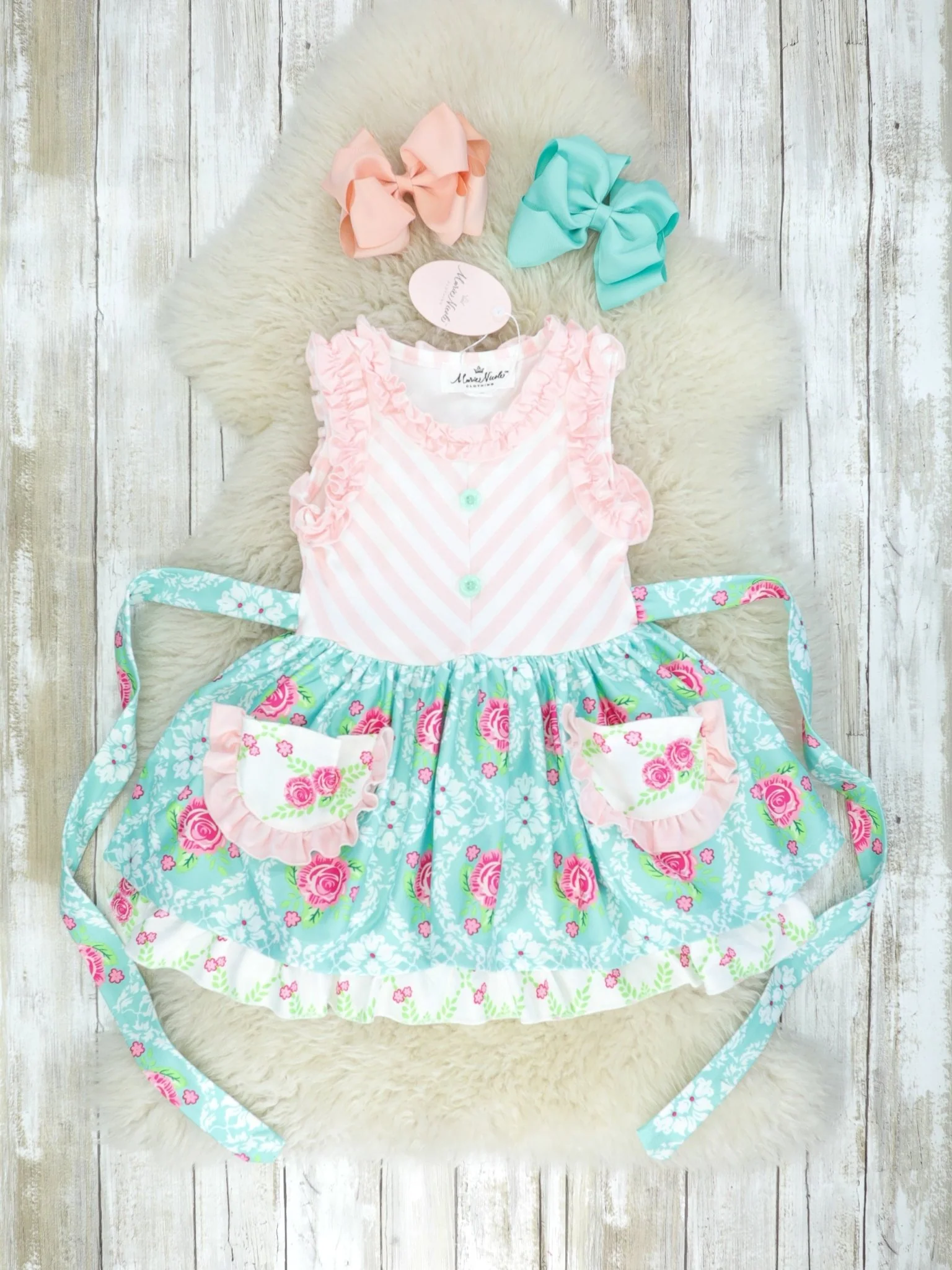 Pink & Blue Ruffle Tank Dress