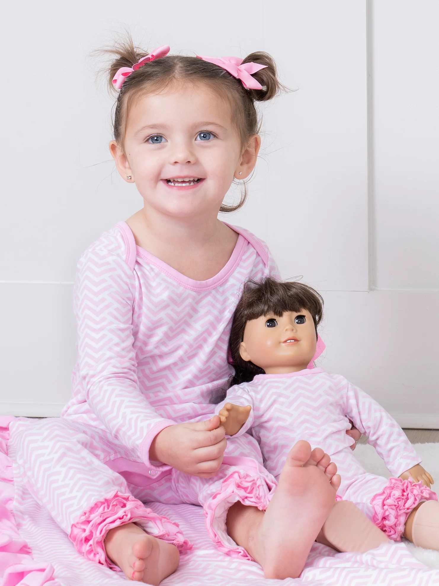 Pink Broken Chevron Stripe Baby Doll Pajamas - Image 2