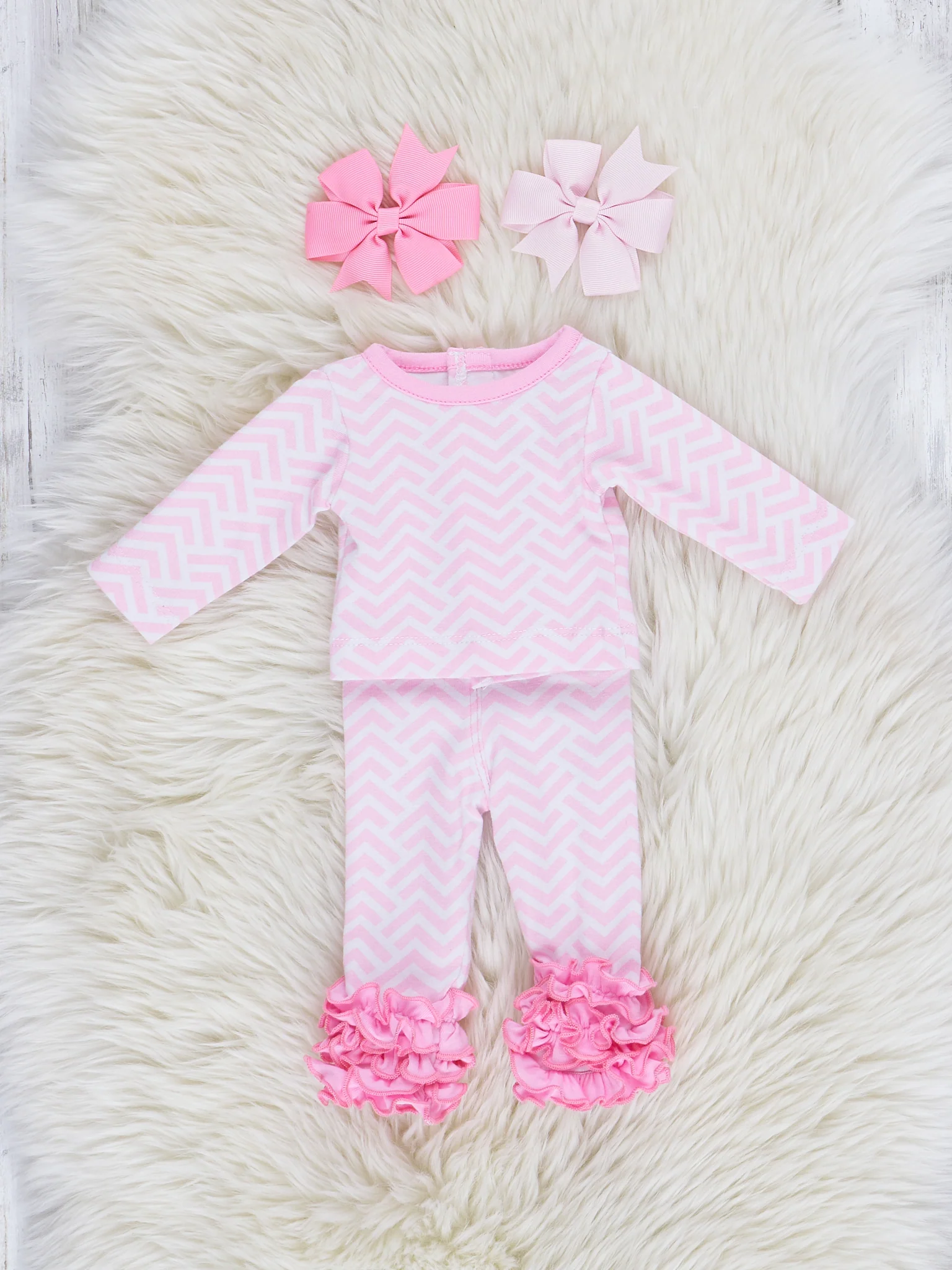 Pink Broken Chevron Stripe Baby Doll Pajamas - Image 3