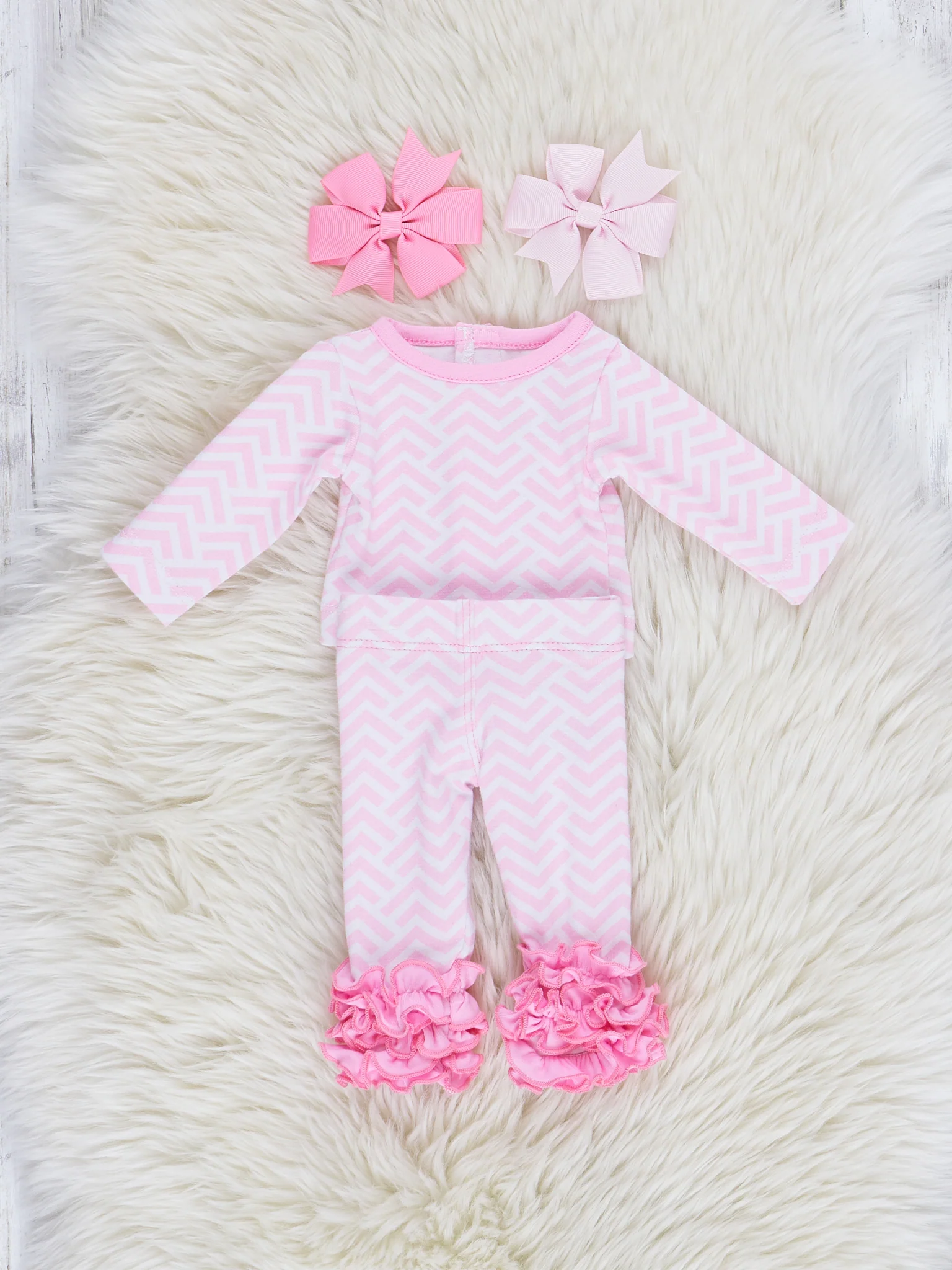 Pink Broken Chevron Stripe Baby Doll Pajamas - Image 4