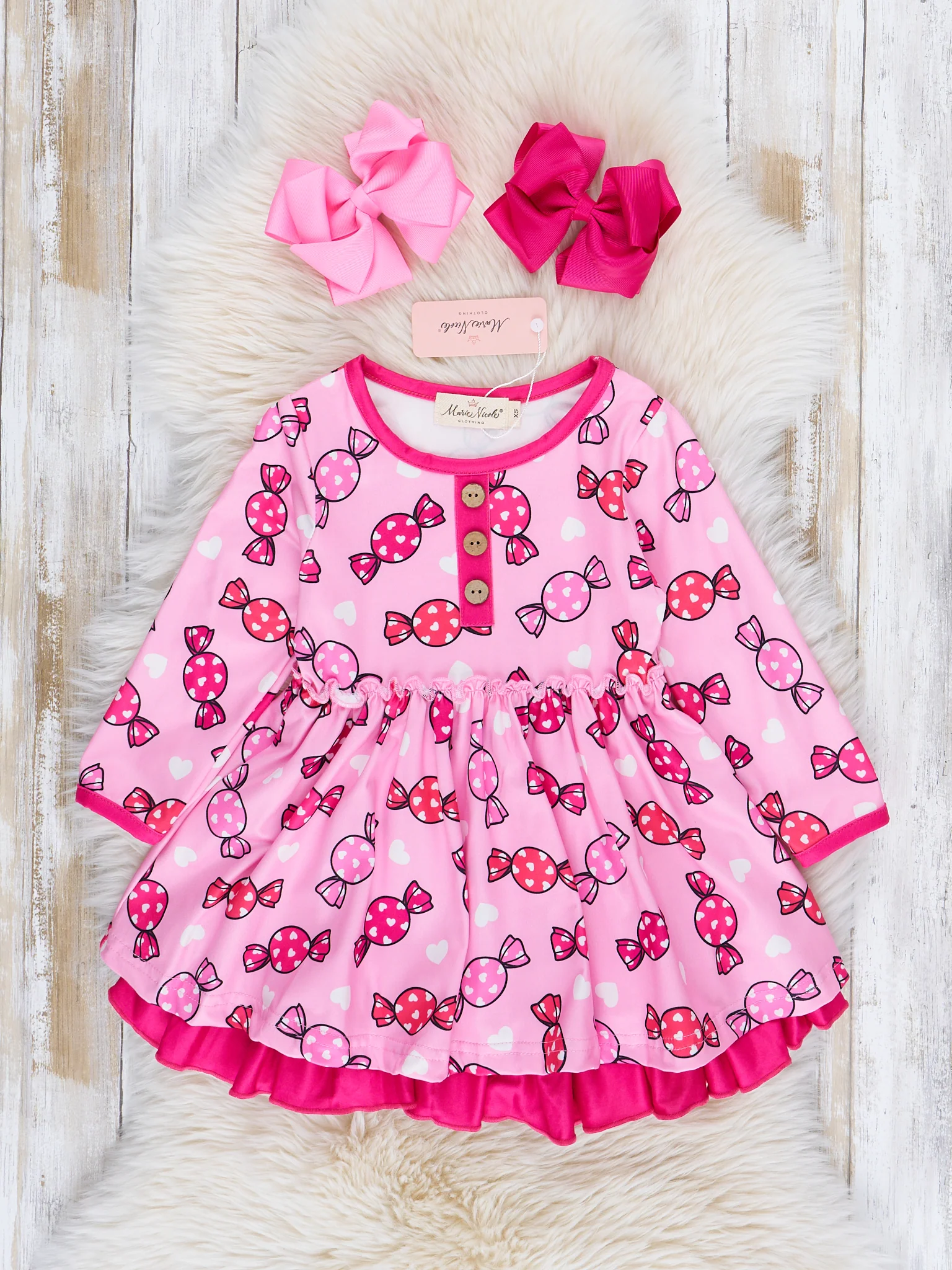 Pink Candies Sweet Valentine Tiered Ruffle Dress