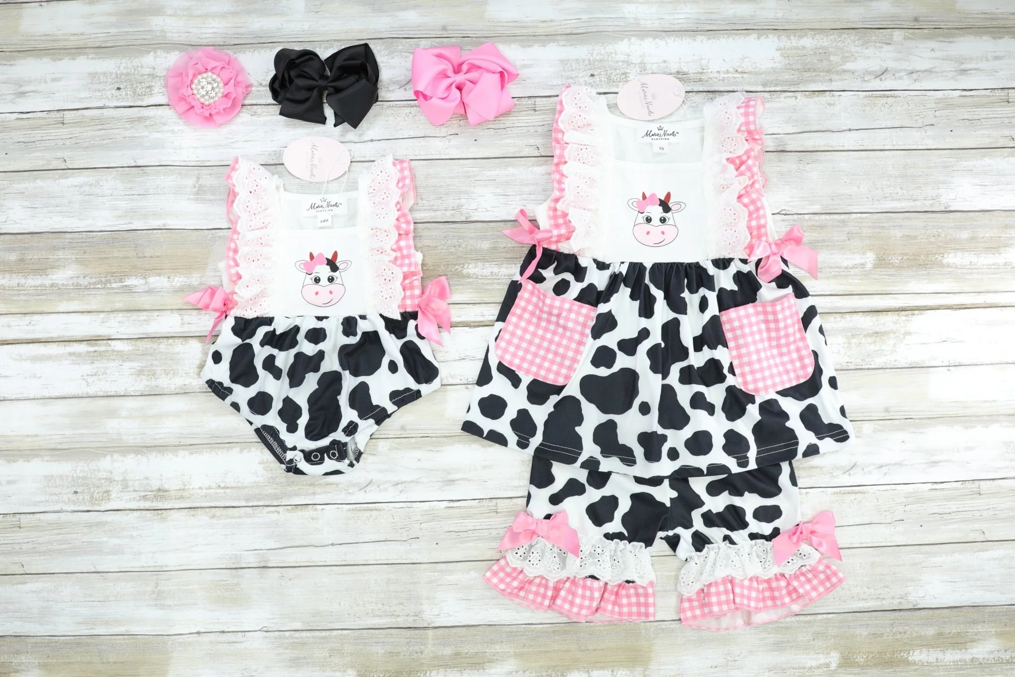 Pink Check Cow Ruffle Outfit - Image 3
