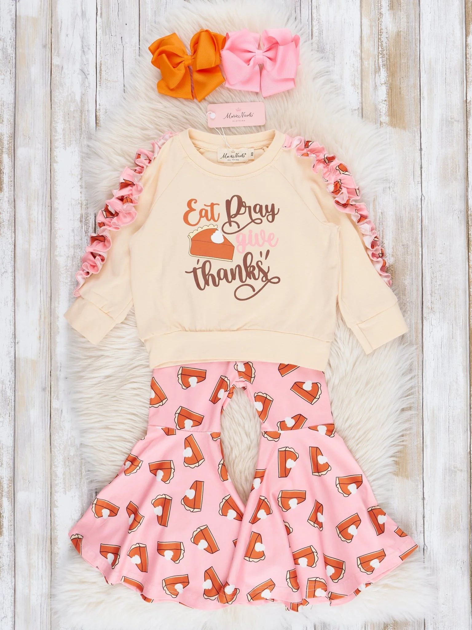 Pink & Cream Thanksgiving Bell Bottoms Outfit - Image 2