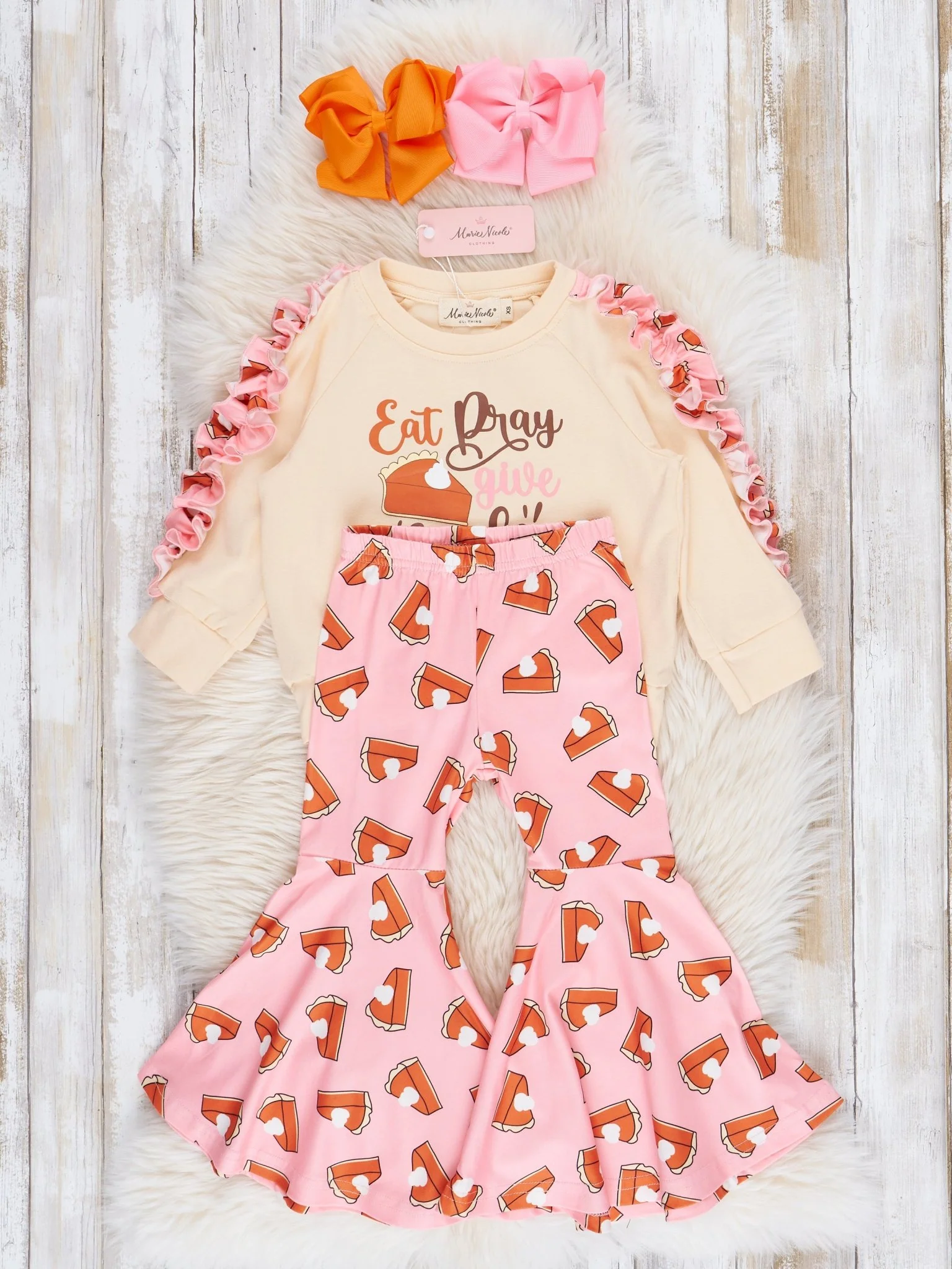 Pink & Cream Thanksgiving Bell Bottoms Outfit - Image 3