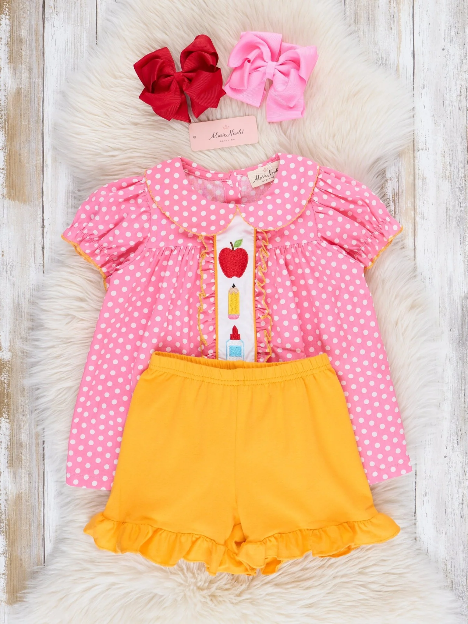 Pink Dots School Supplies Ruffle Outfit - Image 2