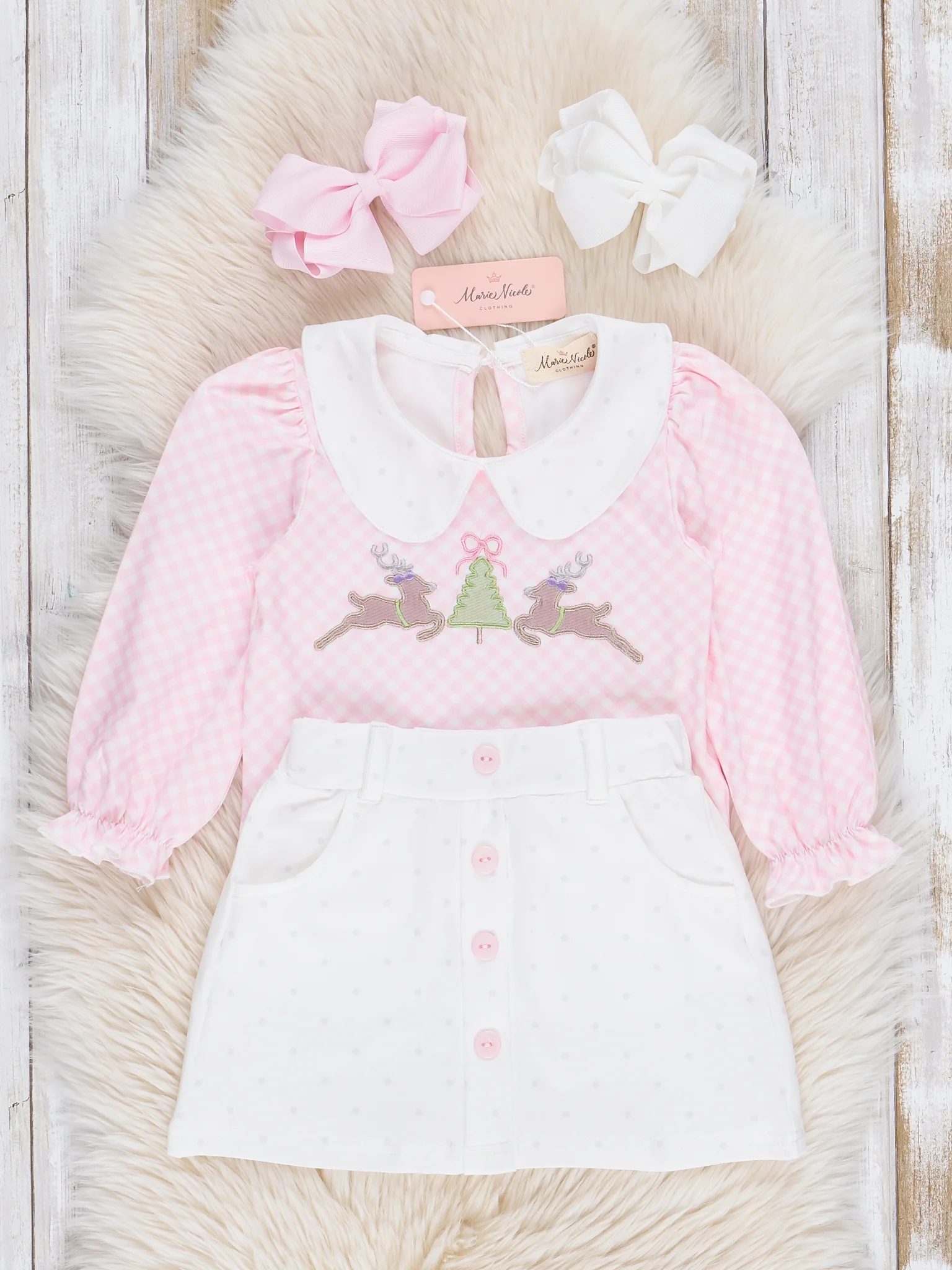 Pink Reindeer Prancing Reindeer Outfit w/ Skirt - Image 3
